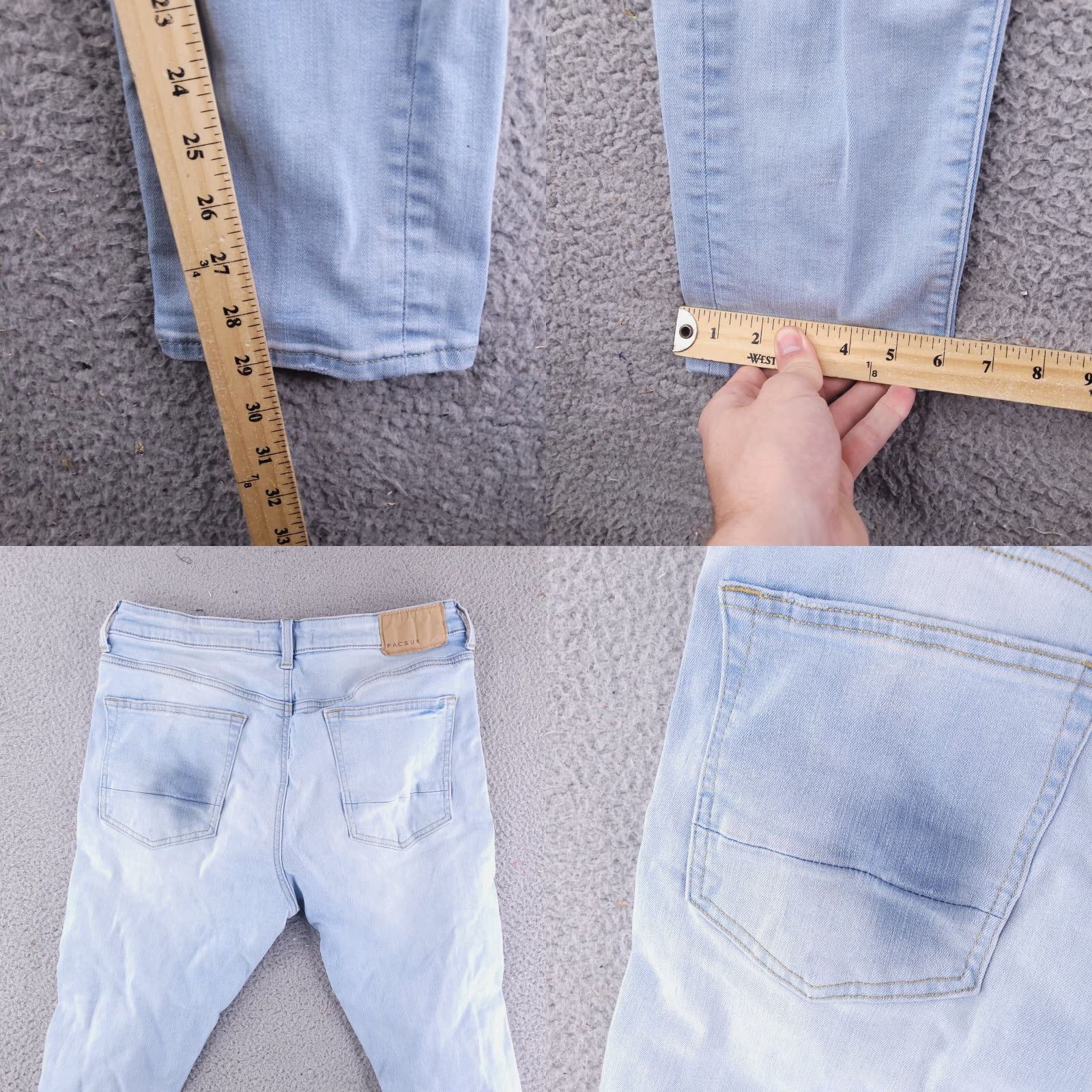 Pacsun Pacsun Jeans Mens 32x29 Slim Skinny Light Wash Blue Distressed Ripped Size US 32 / EU 48 - 8 Thumbnail