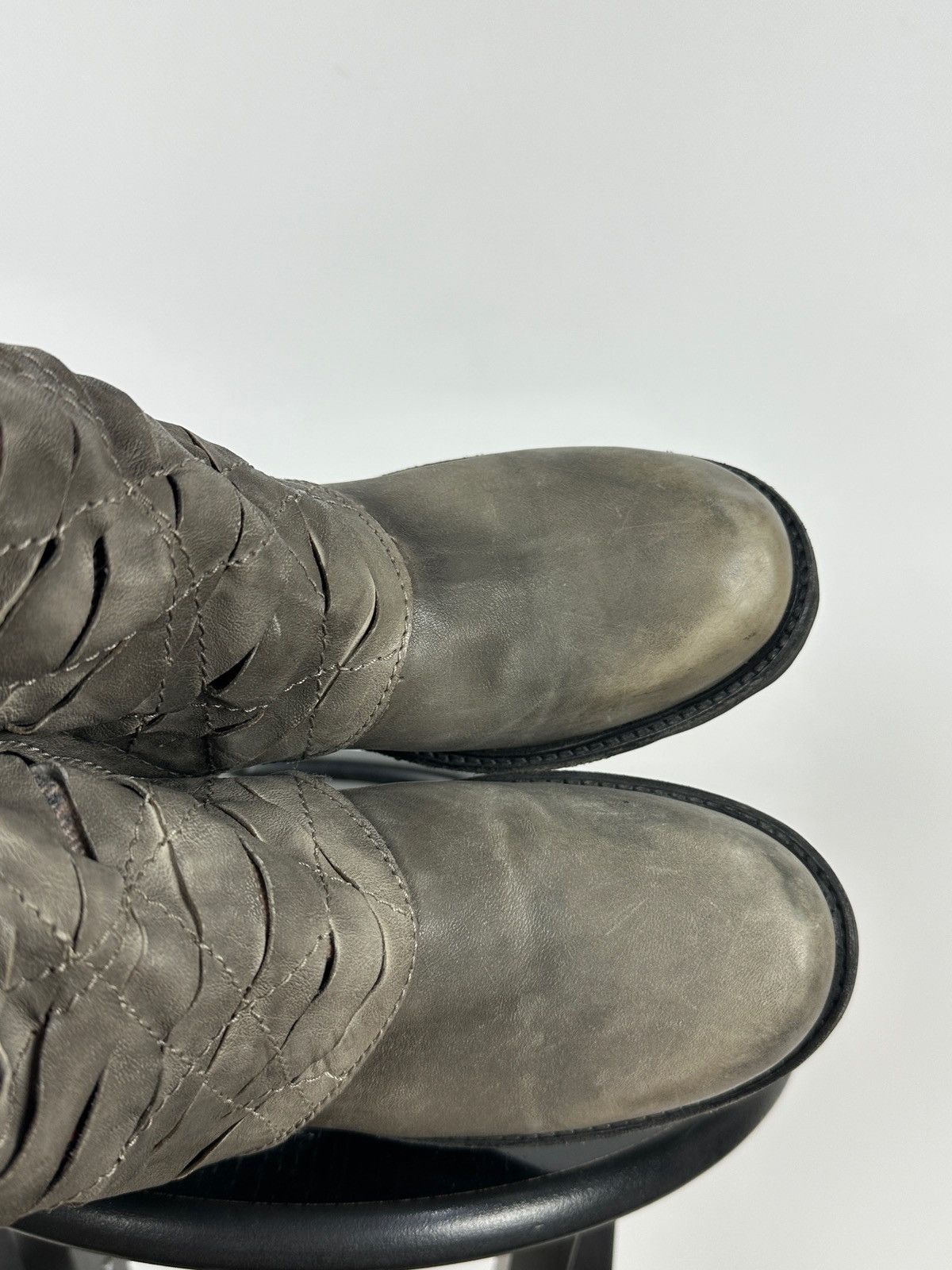 A.S.98 A.S.98. Airstep Gray Leather Biker Ankle Buckle Strap Boots Size US 8 / IT 38 - 22 Thumbnail