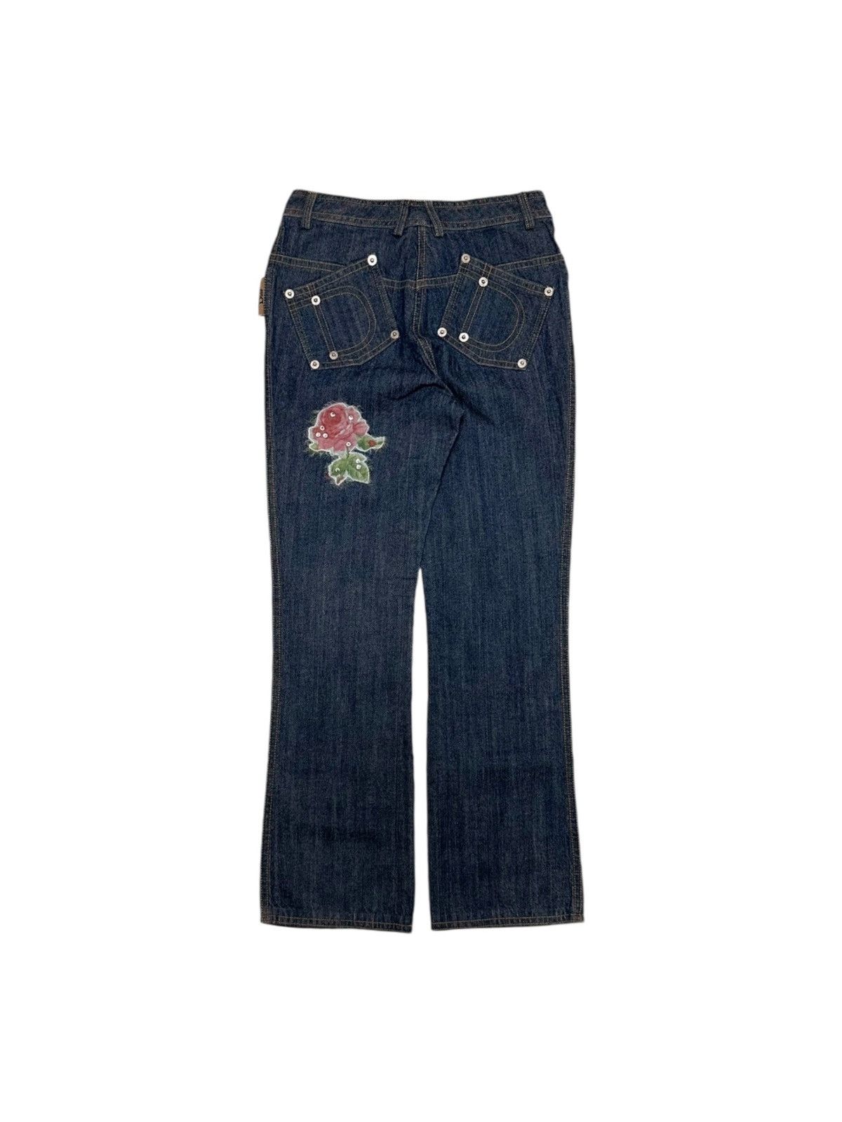 Dior CHRISTIAN DIOR Kids S/S 2005 Floral Swarovski Denim Pants Size 24" / US 00 / IT 34 - 2 Thumbnail