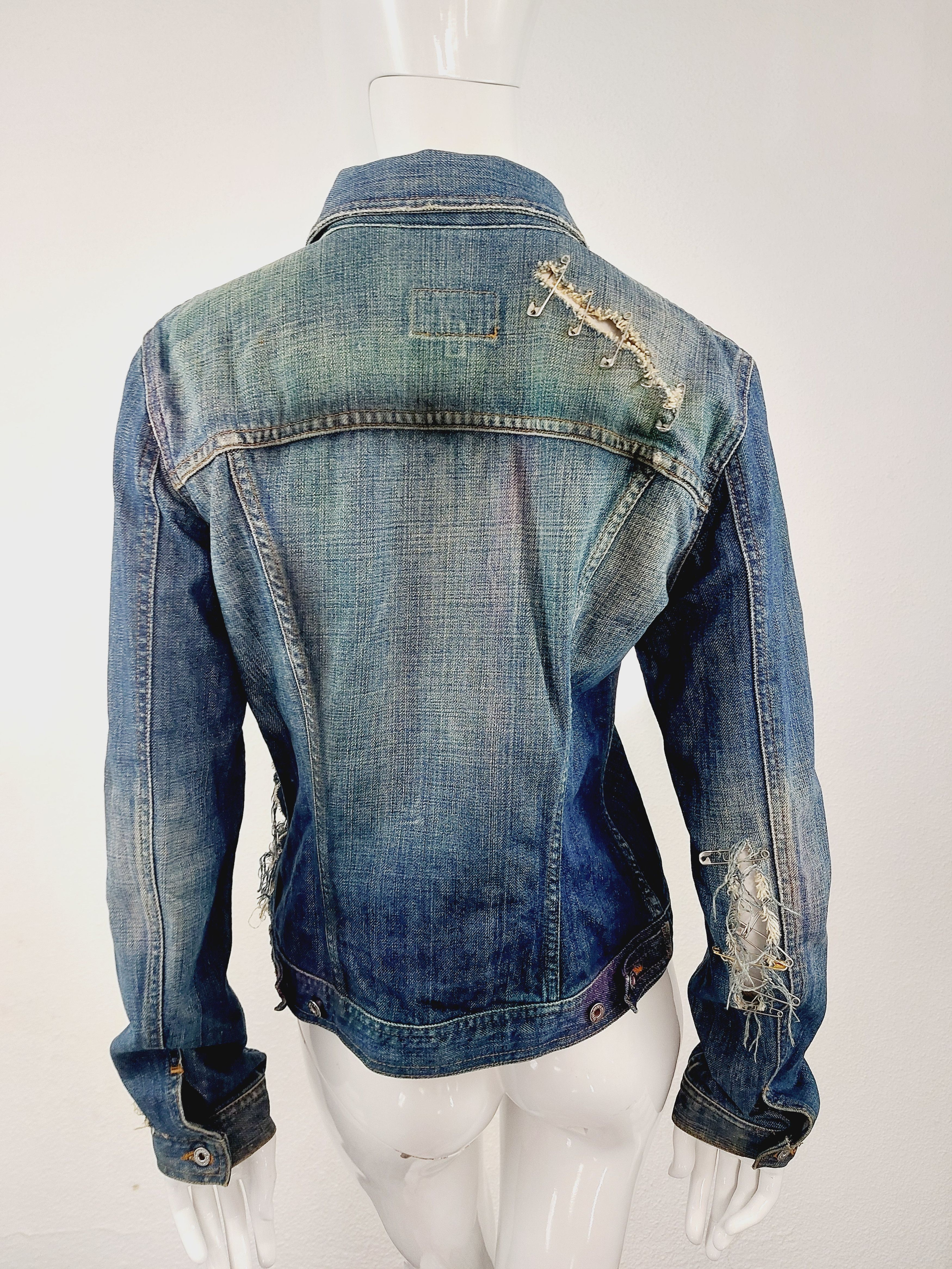 Dolce & Gabbana Dolce and Gabbana D&G SS2001 Spray Paint Safety Pin Jacket Size US XS / EU 42 / 0 - 16 Thumbnail