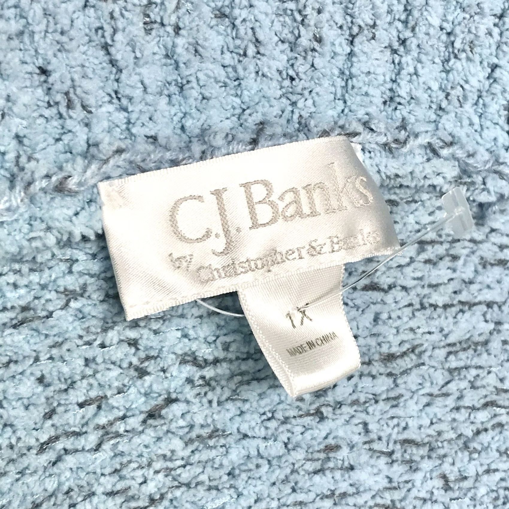 Vintage Christopher & Banks Women Sky Blue Wash Pointelle Button-Up Cardigan Sweater 1X Size XL / US 12-14 / IT 48-50 - 4 Thumbnail