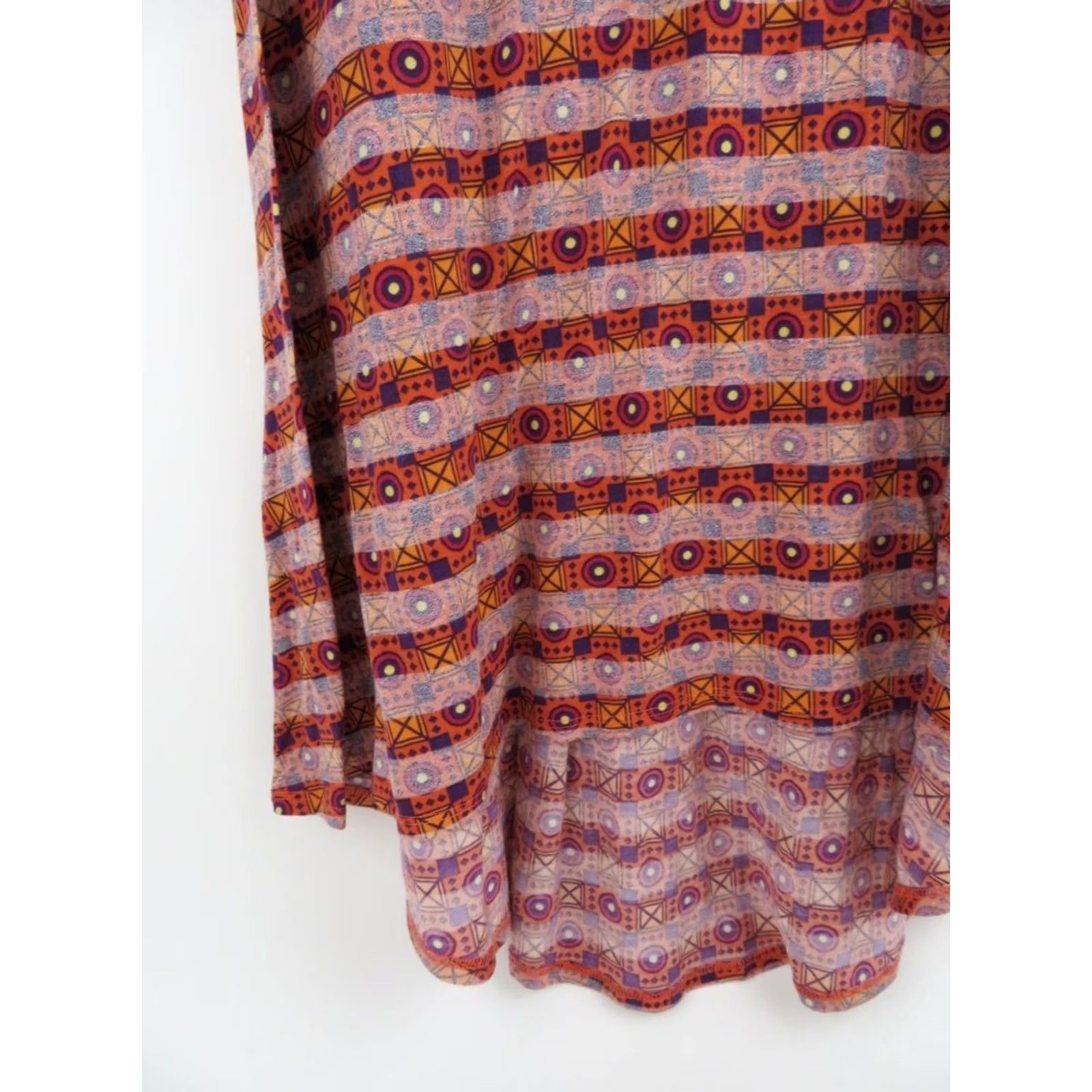 Vintage LuLaRoe Women's Carly Dress Small Stripes Orange High Low Aztec Geometric Size S / US 4 / IT 40 - 3 Thumbnail
