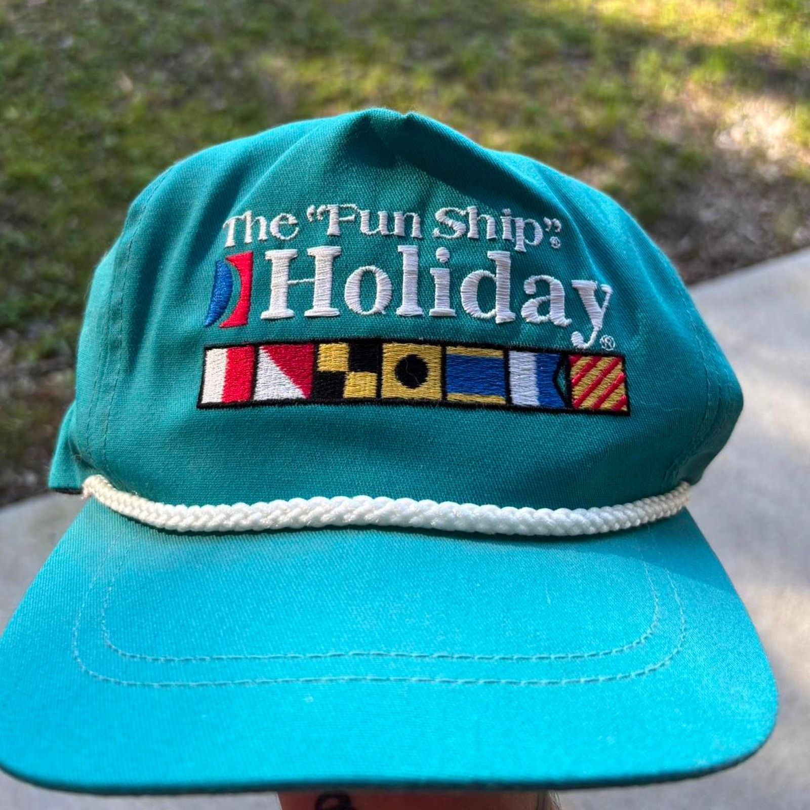American Retro × Vintage Vintage 80s Rope Brim Embroidered Leather Strap Back Hat Size ONE SIZE - 2 Thumbnail