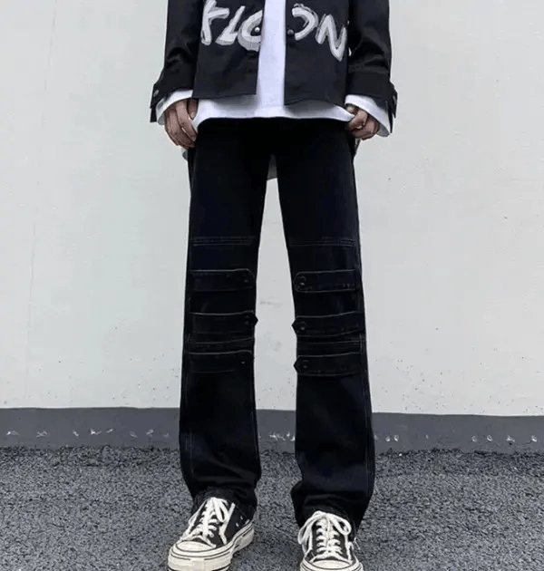 Japanese Brand Black Color Street Niche Style Zipper Leg Denim Cargo Pant Size US 28 / EU 44 - 3 Thumbnail