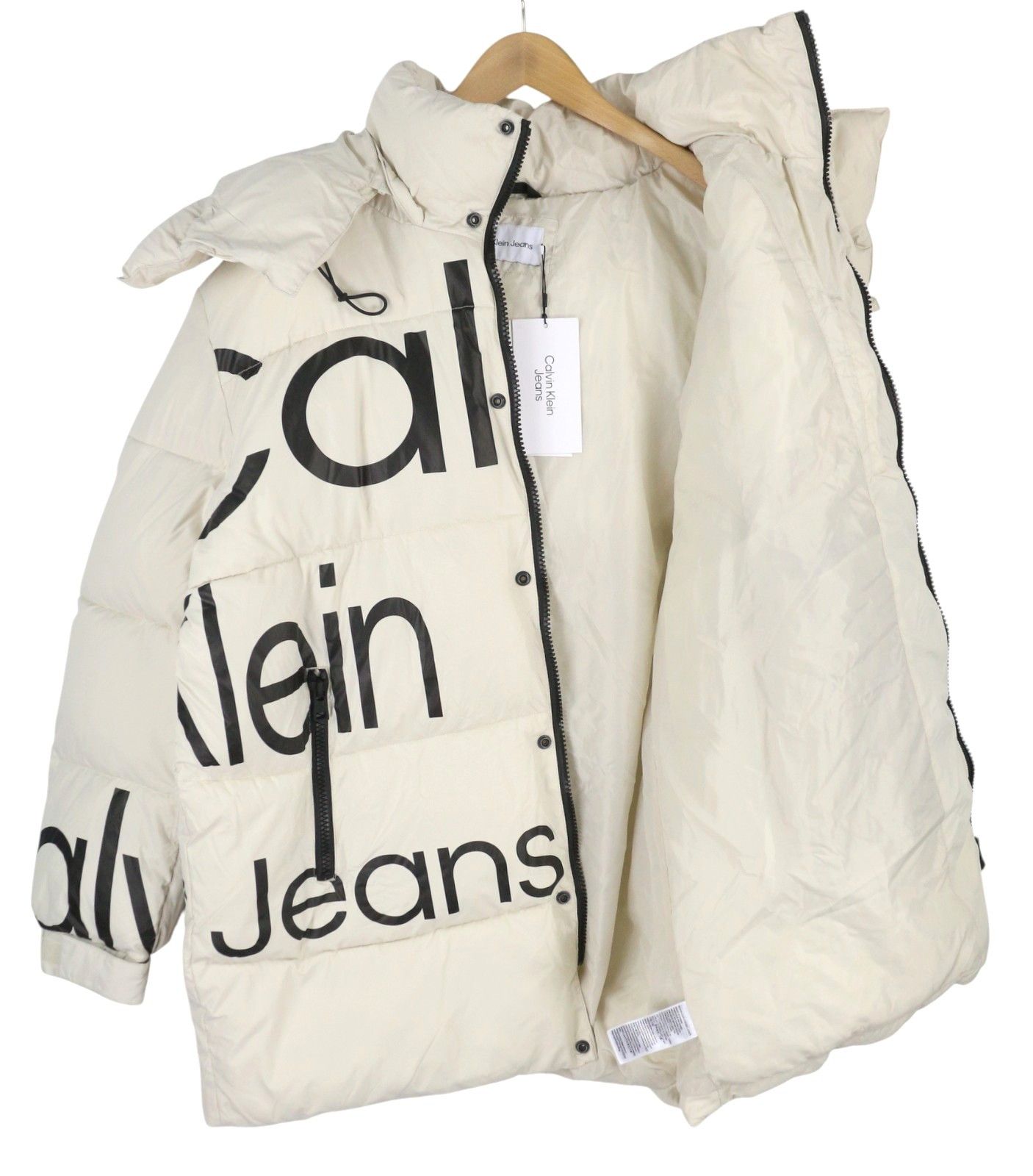 Calvin Klein BOLD DISRUPTED LOGO L White Insulated Quilted Hooded 86401 Size US L / EU 52-54 / 3 - 4 Thumbnail