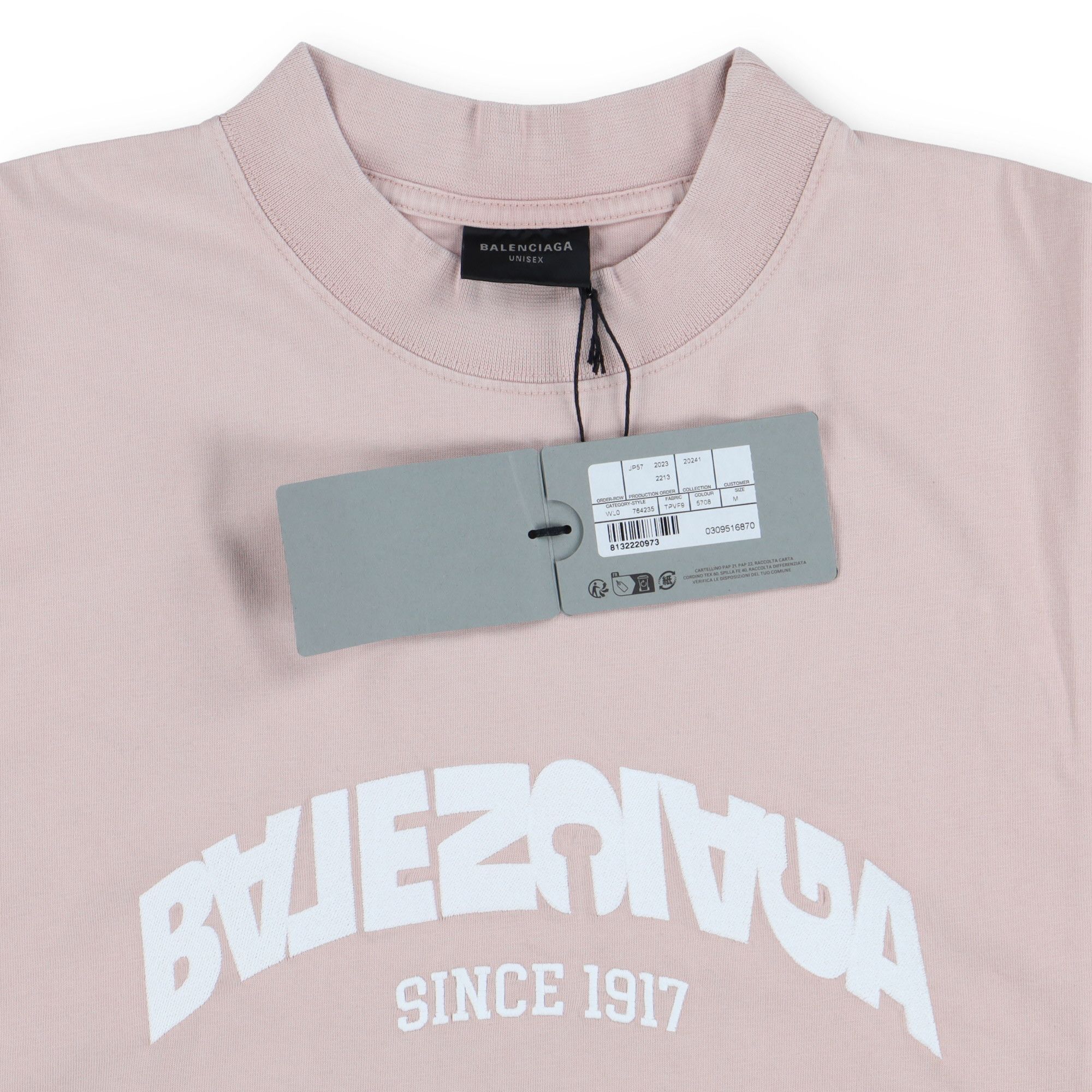 Balenciaga Pink Embroidered Back Flip Logo Oversized T-Shirt Size US M / EU 48-50 / 2 - 5 Thumbnail