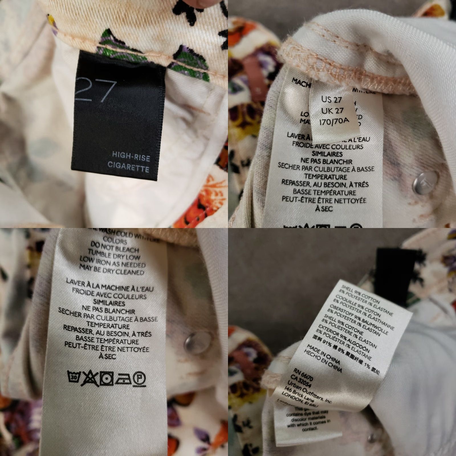 Anthropologie VINTAGE Anthropologie Pilcro Pants Womens 27 Cigarette High Rise Floral Raw Hem Boho Denim Stretch Orange 27 Mens Girls Womens Size 27" / US 4 / IT 40 - 9 Thumbnail