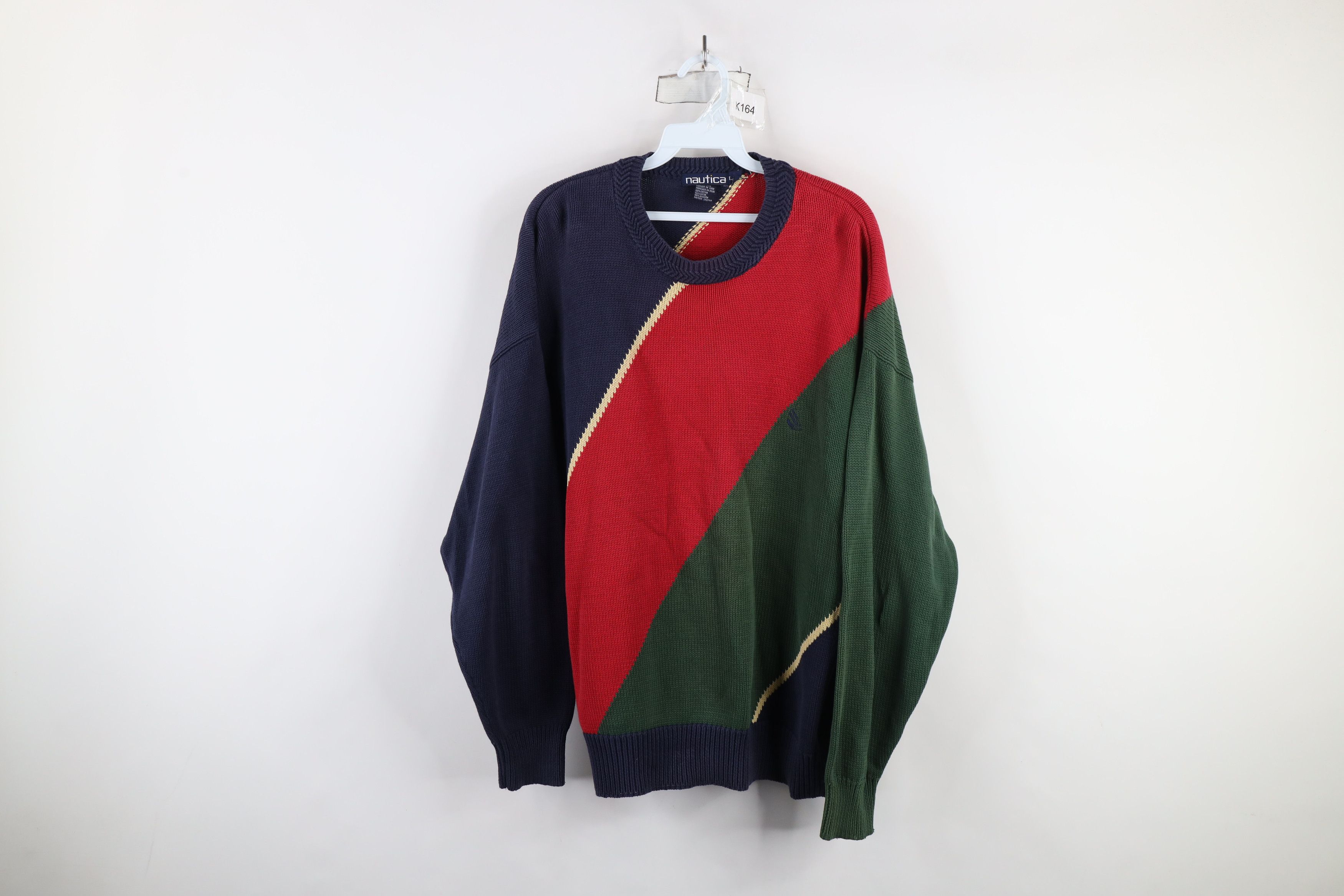 Nautica × Vintage Vintage 90s Nautica Color Block Cotton Ribbed 