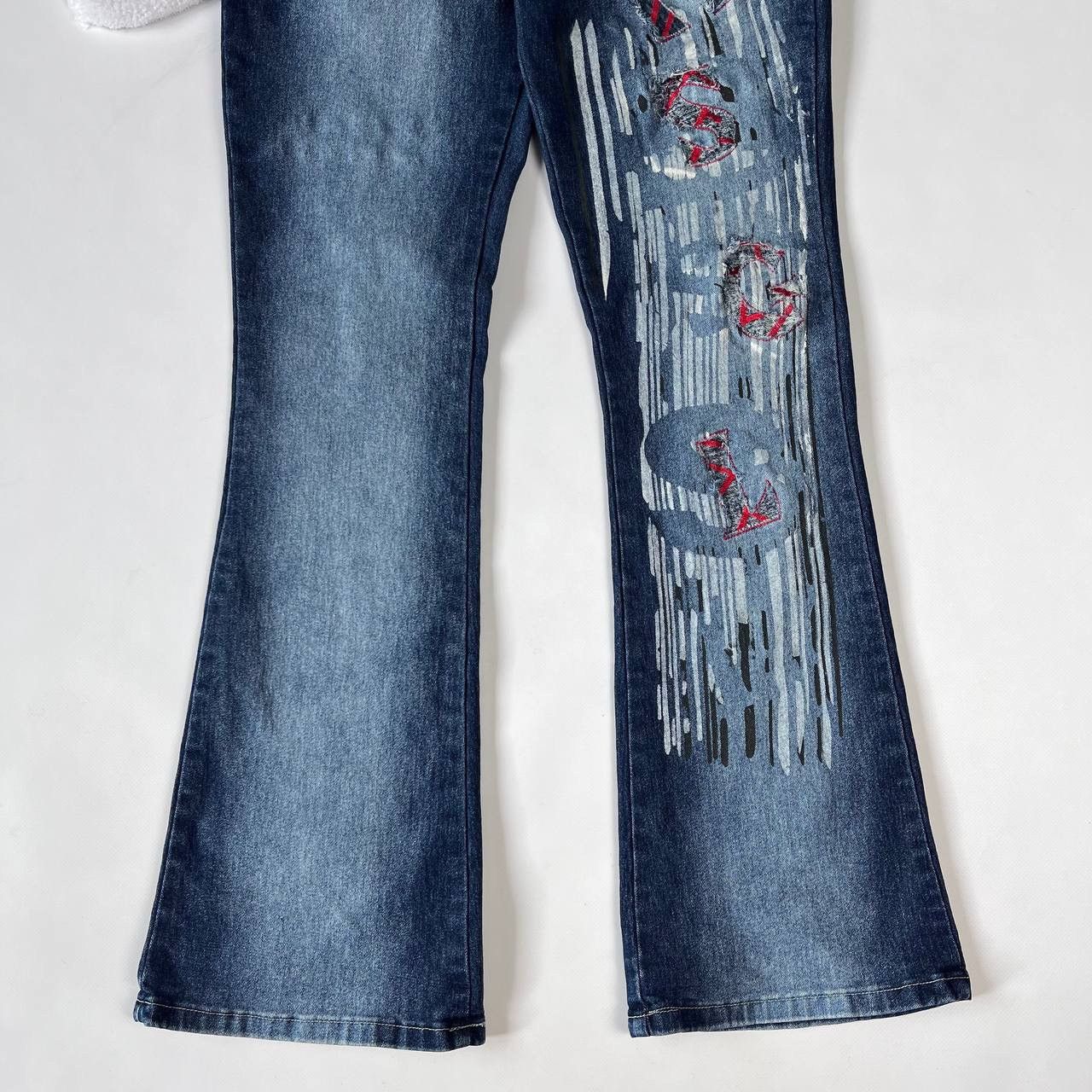 Japanese Brand × Vintage Y2K Designer Flared Patch Jeans Bell Bottom Size 29" - 2 Thumbnail