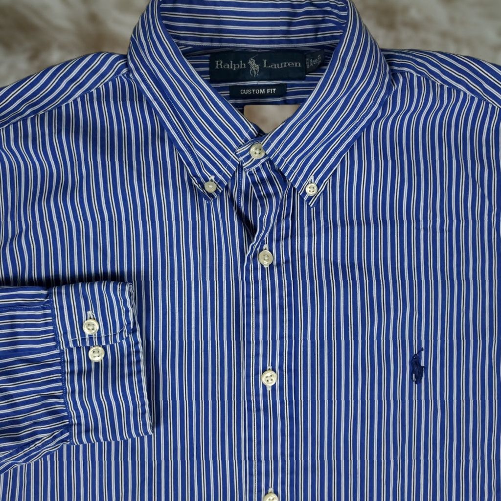 Ralph Lauren Ralph Lauren Shirt Mens 16 Blue Striped Pony Dress Button Up Long Sleeve Shirt Size 42R - 1 Thumbnail