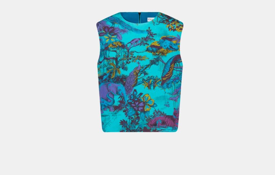 Dior o1w1db10824 Wool & Silk Sleeveless Top in Multicolor Size L / US 10 / IT 46 - 1 Thumbnail