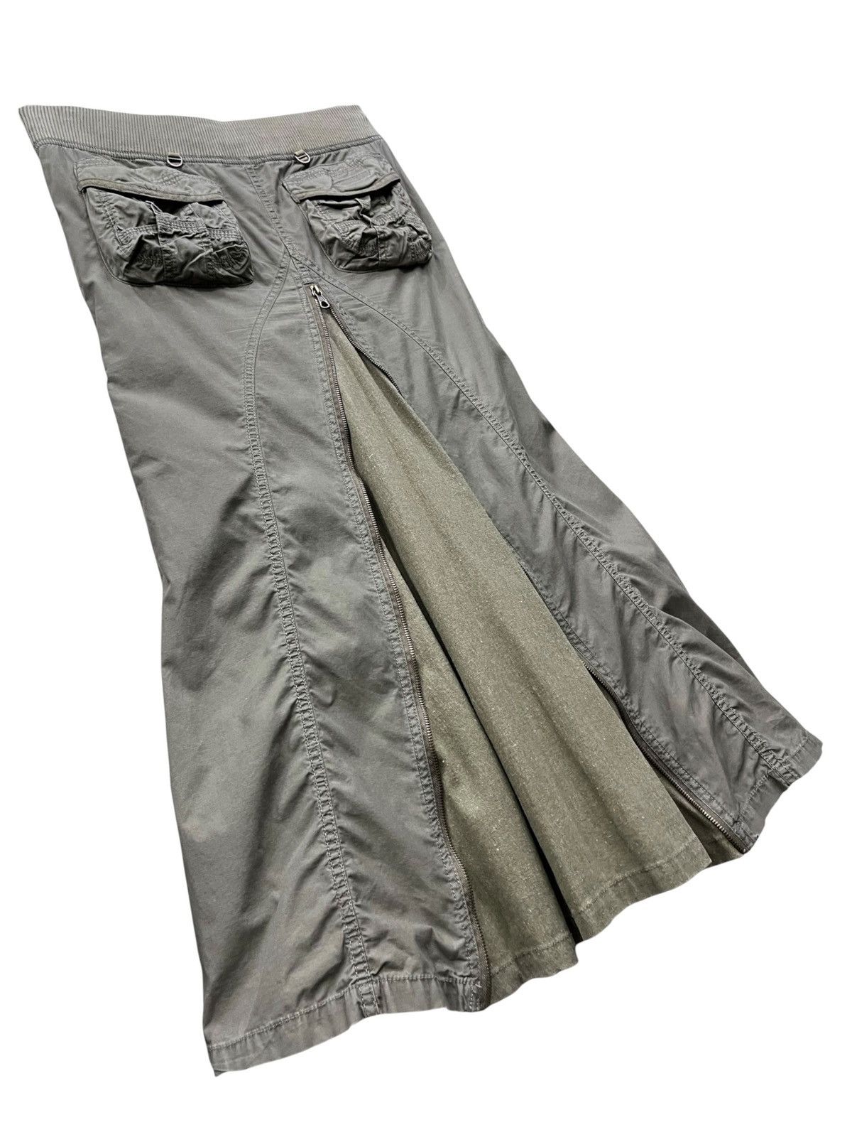 GOA Vintage GOA Multi Zipper Military Flare Maxi Skirt Size 29" - 6 Thumbnail