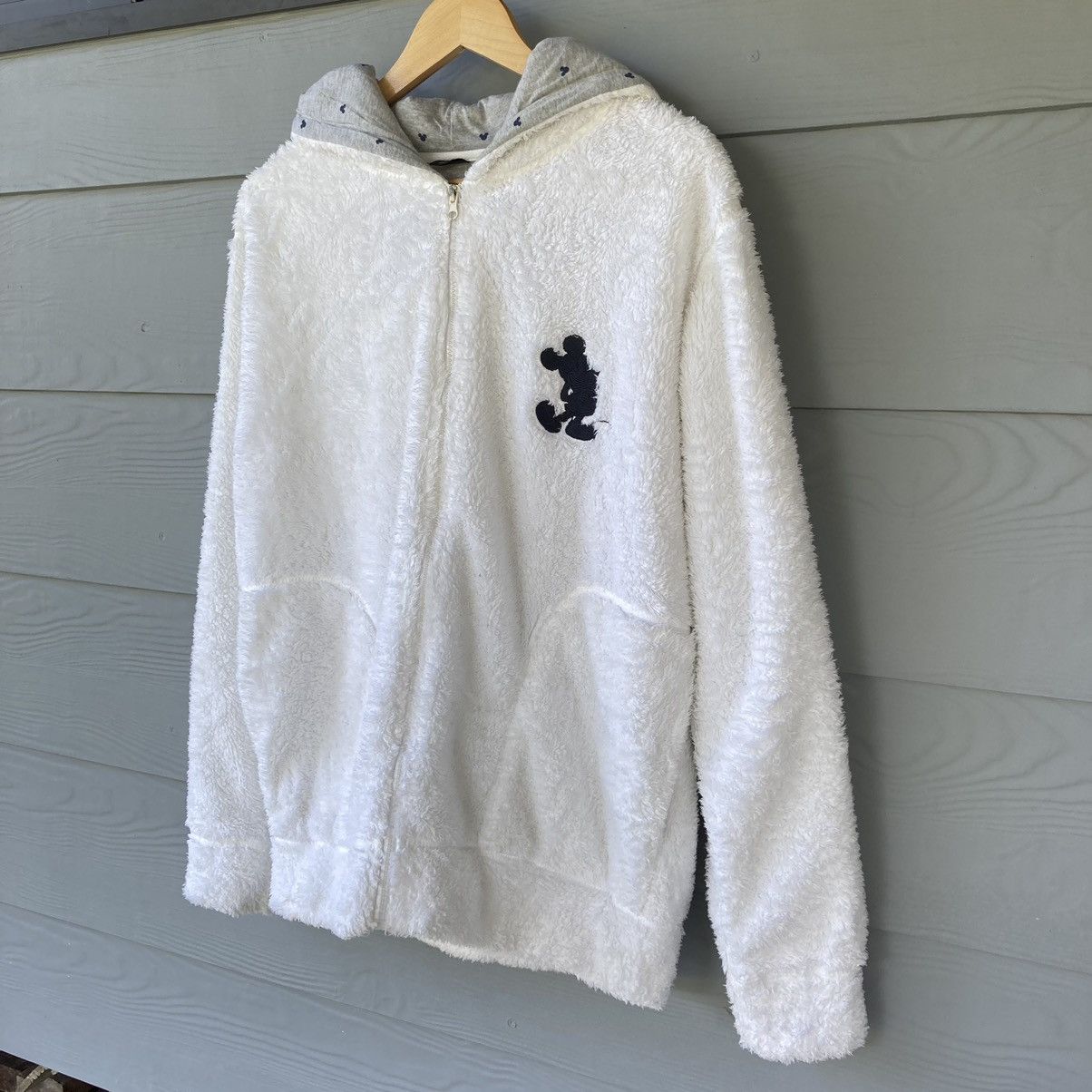 Disney Vintage Mickey Mouse White Full Zip Fleece Size L / US 10 / IT 46 - 3 Thumbnail
