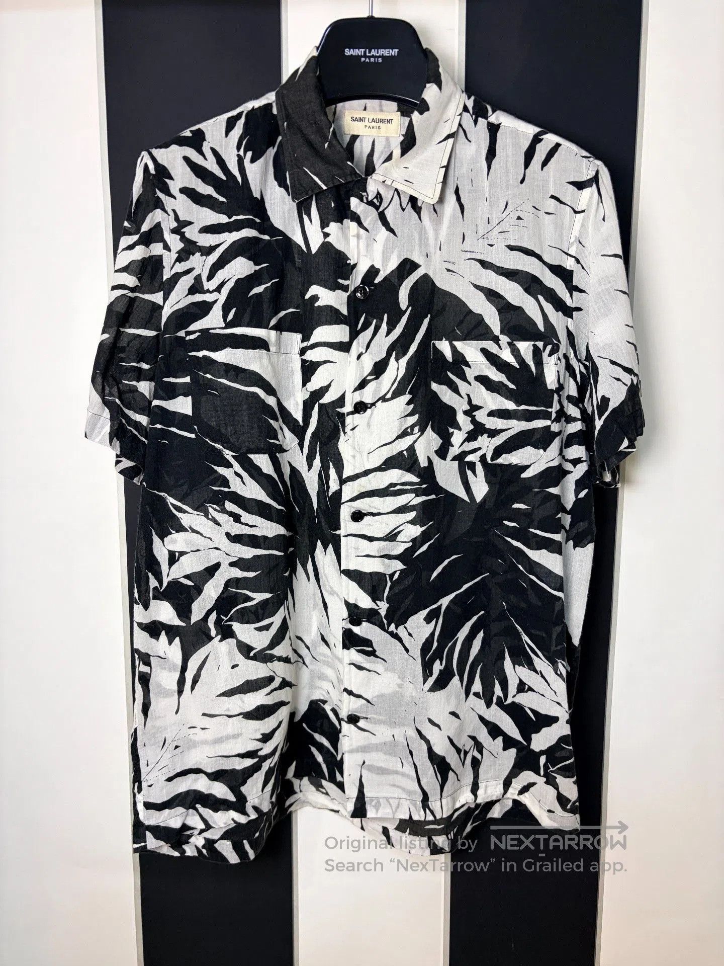 Saint Laurent Paris Saint Laurent 16ss Cuban Collar Palm Shirt. Size US S / EU 44-46 / 1 - 1 Thumbnail