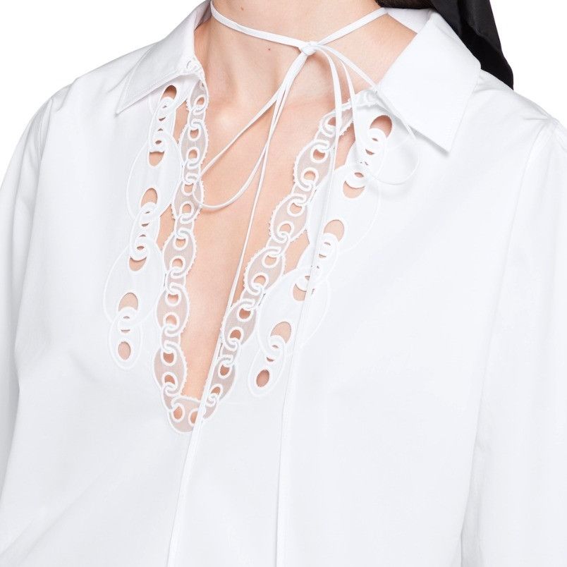 Gucci o1B3y1r0526 Cotton Poplin Shirt With Embroidered in White Size M / US 6-8 / IT 42-44 - 5 Thumbnail