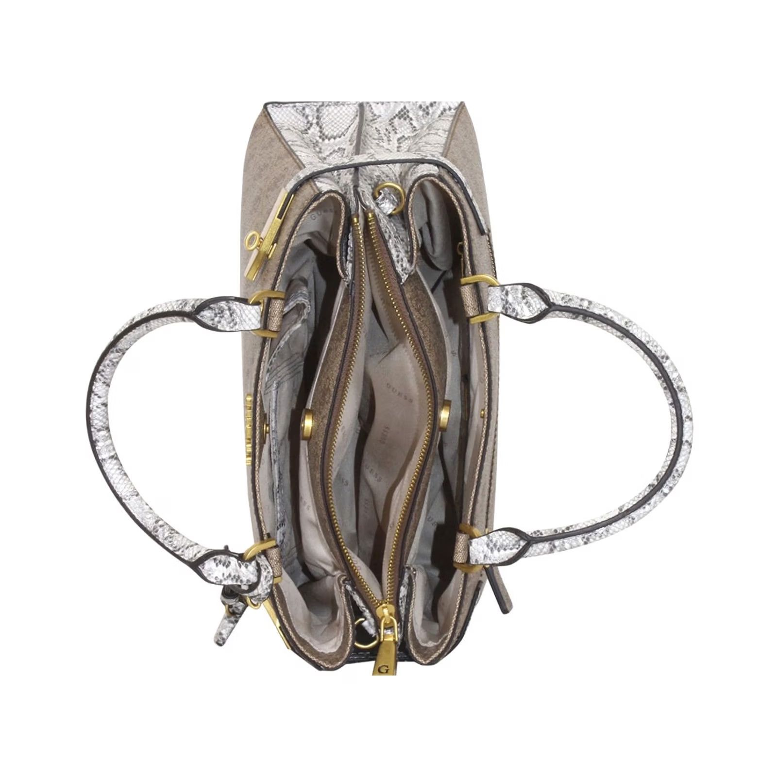 Guess Guess Women's Zadie-Logo Shoulder Handbag Latte Logo Python Size ONE SIZE - 5 Thumbnail