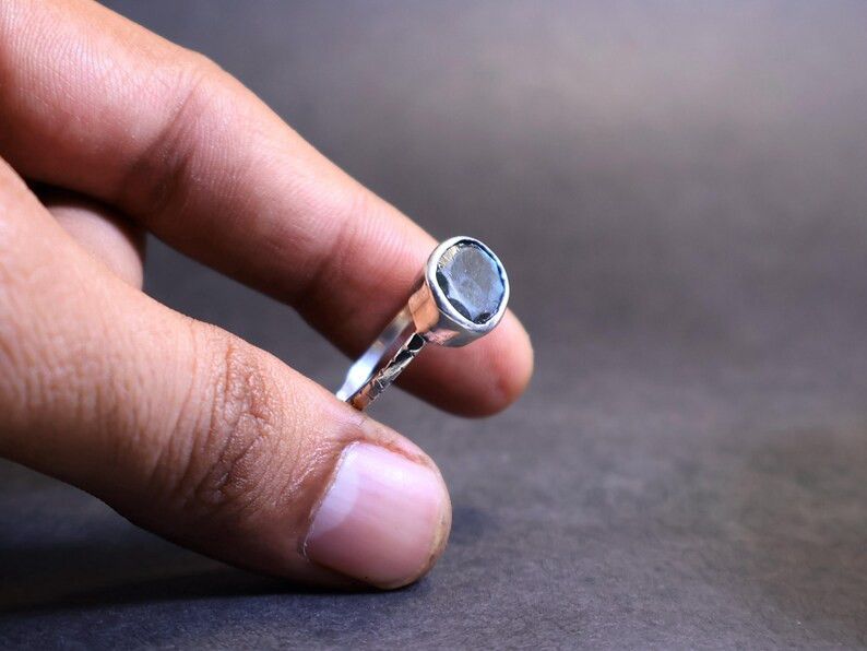 Handmade Cut Labradorite Ring, Handmade Sterling Silver Promise Ring Size ONE SIZE - 4 Thumbnail