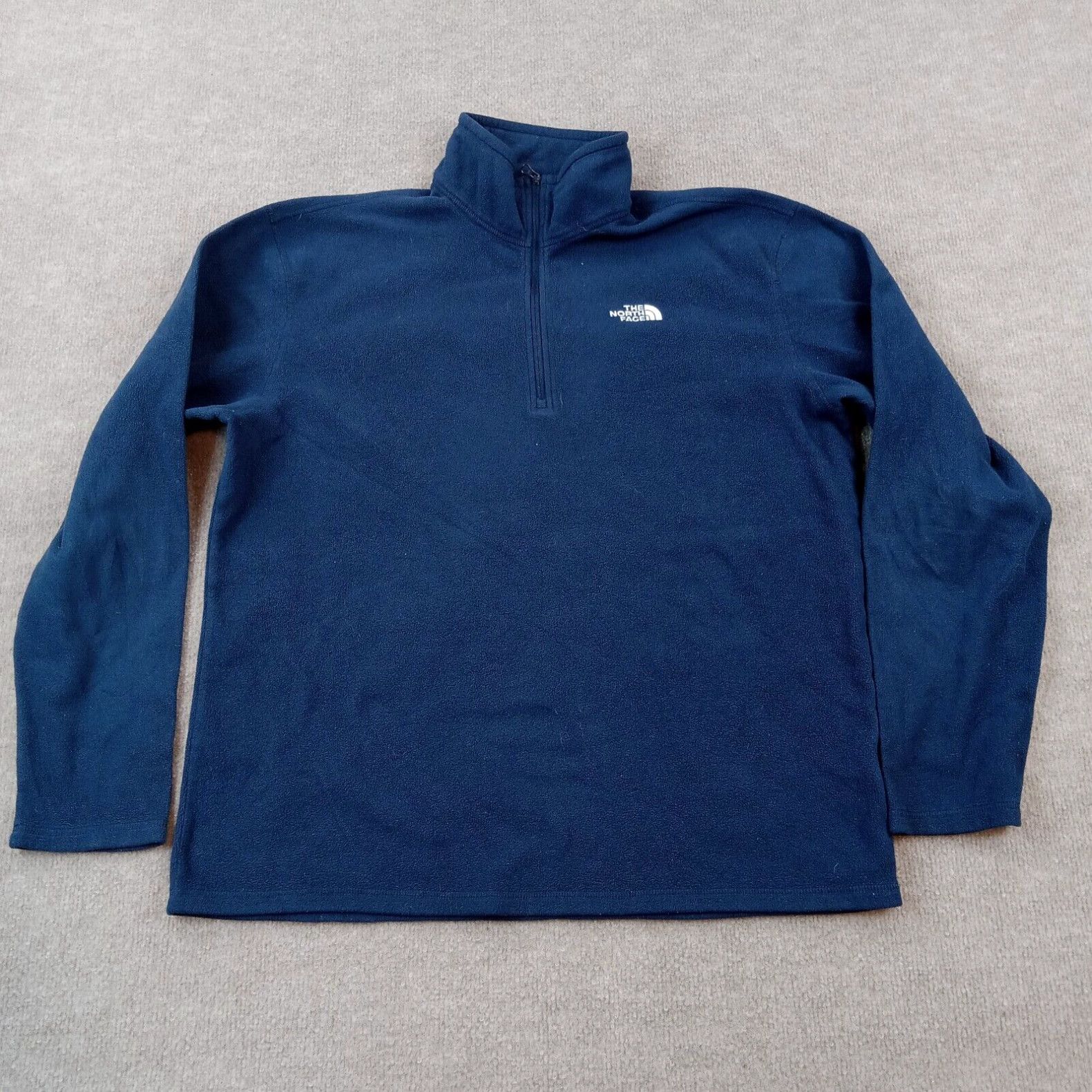 image of The North Face Sweatshirt Mens Large Blue Pullover Lightweight 1/4 Zip Fleece in White (Size Small)