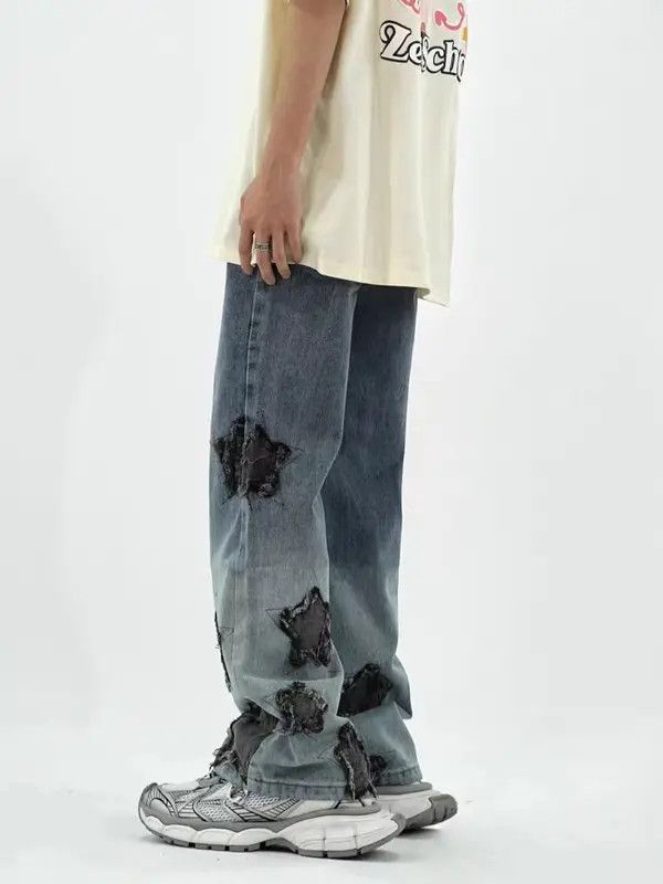 Japanese Brand × Jean High street patch star straight jeans Size US 32 / EU 48 - 4 Thumbnail
