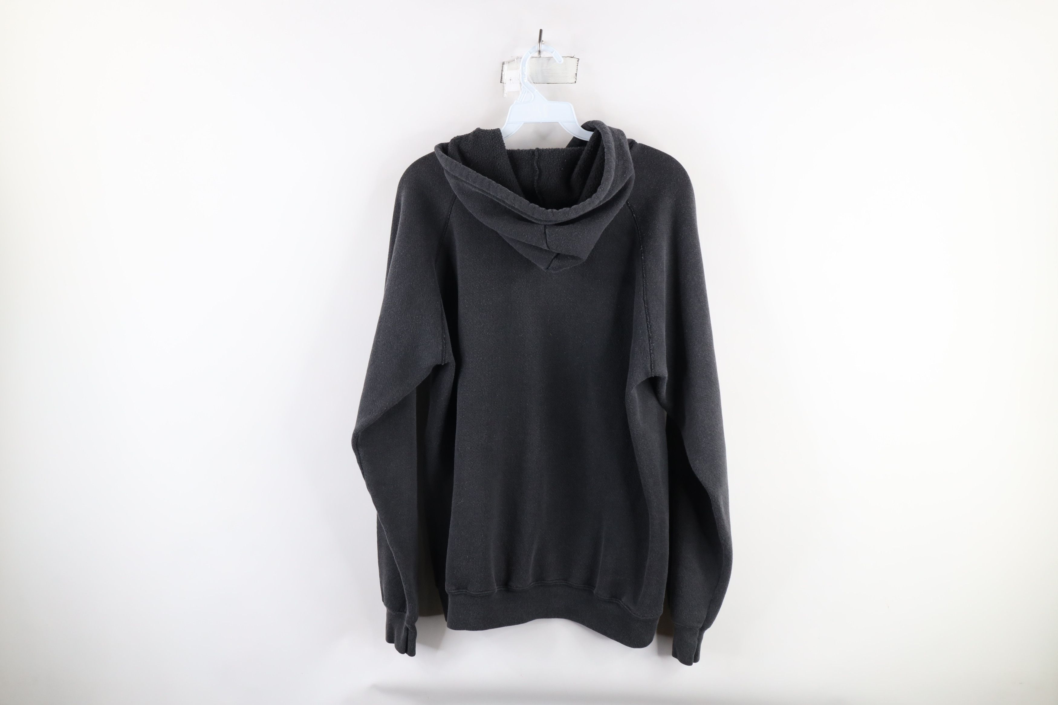 Vintage Vintage 90s Streetwear Faded Blank Hoodie Sweatshirt Black Size US S / EU 44-46 / 1 - 8 Thumbnail