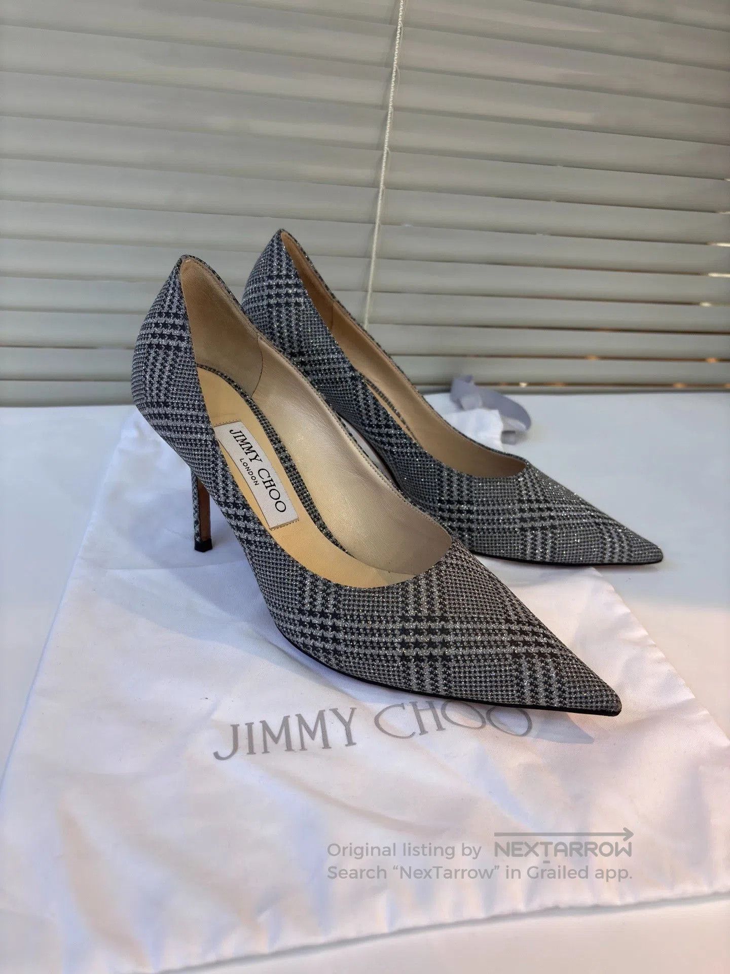 Jimmy Choo Jimmy Choo Silver Sequin Check Heels. Size US 6.5 / IT 36.5 - 9 Thumbnail
