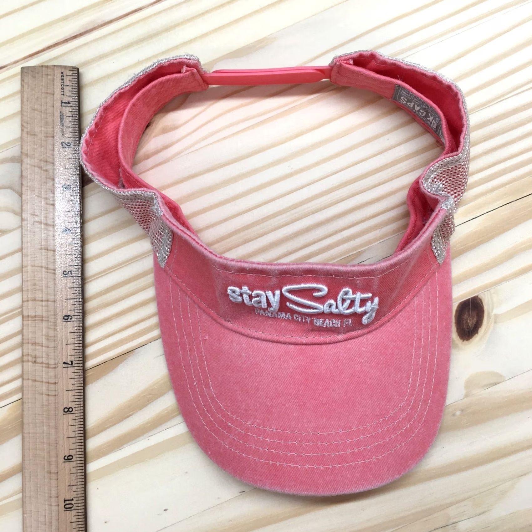 Vintage DK Caps Visor Hat Womens Pink One Size Embroidered Logo Stay Salty Curved Brim Size ONE SIZE - 4 Thumbnail