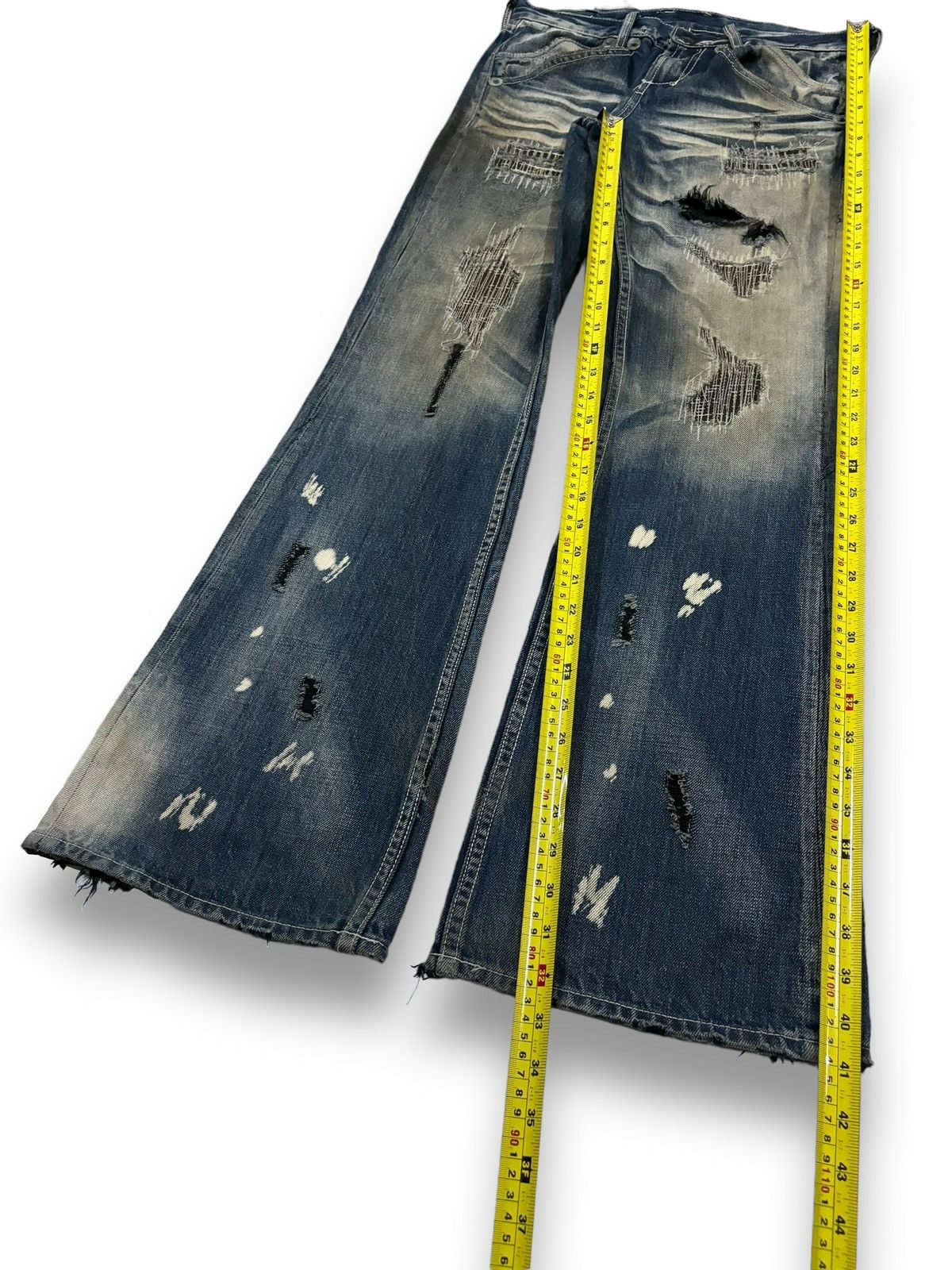 If Six Was Nine Vintage Army of NO! Patched Distressed Flare Grunge Jeans Size US 30 / EU 46 - 19 Thumbnail