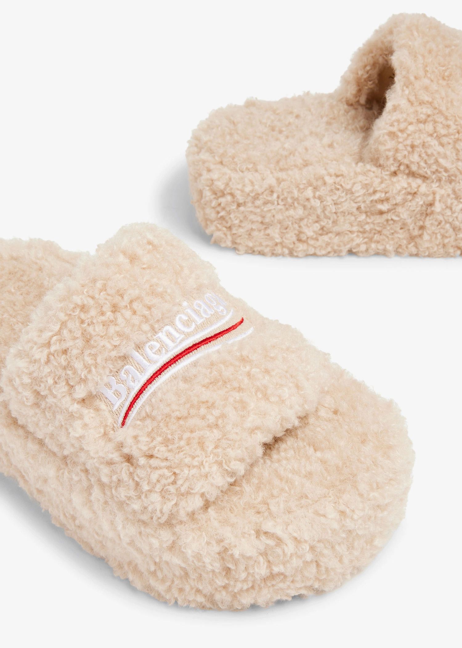 Balenciaga o1srvl11e0426 Furry Platform Sandals in Beige Size US 9 / IT 39 - 2 Thumbnail