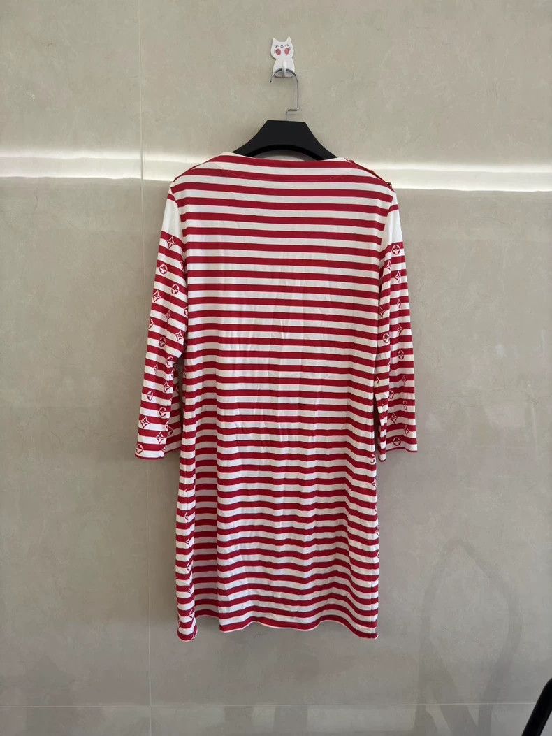 Louis Vuitton Louis Vuitton White and red striped dress Size L / US 10 / IT 46 - 2 Thumbnail