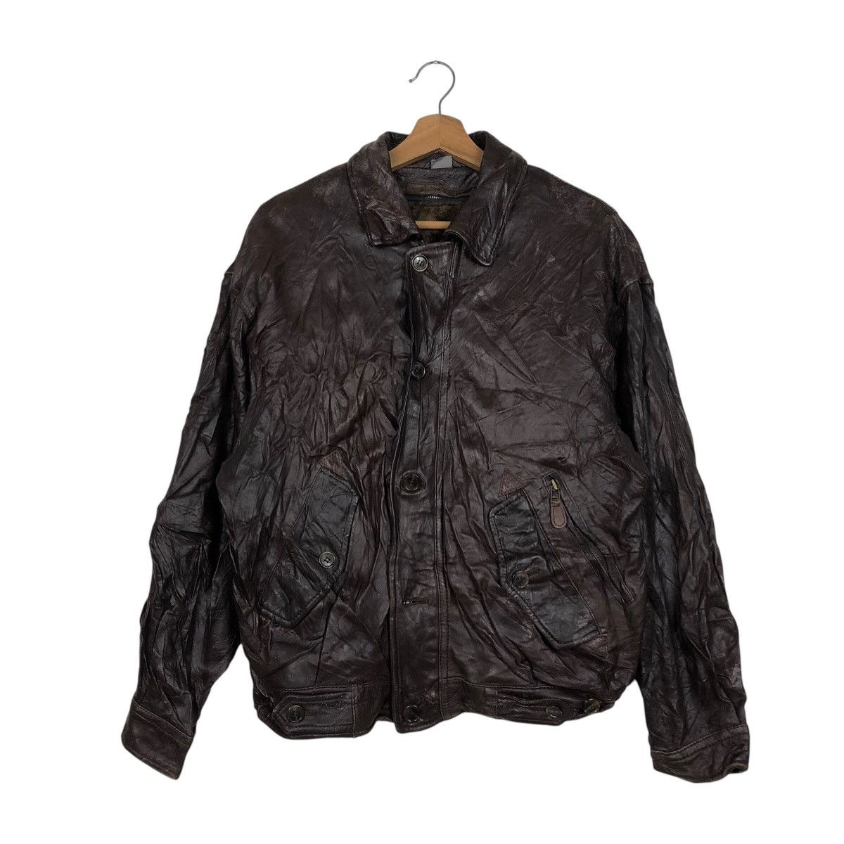Japanese Brand 📌Vintage Leather Jacket Intermezzo Blanket Issey Miyake Size US L / EU 52-54 / 3 - 2 Thumbnail