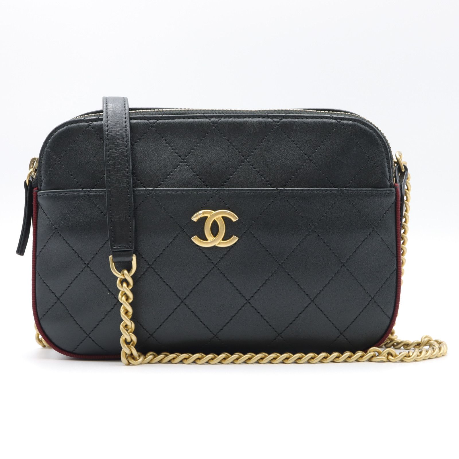 Chanel Chain Shoulder Bag Leather Black