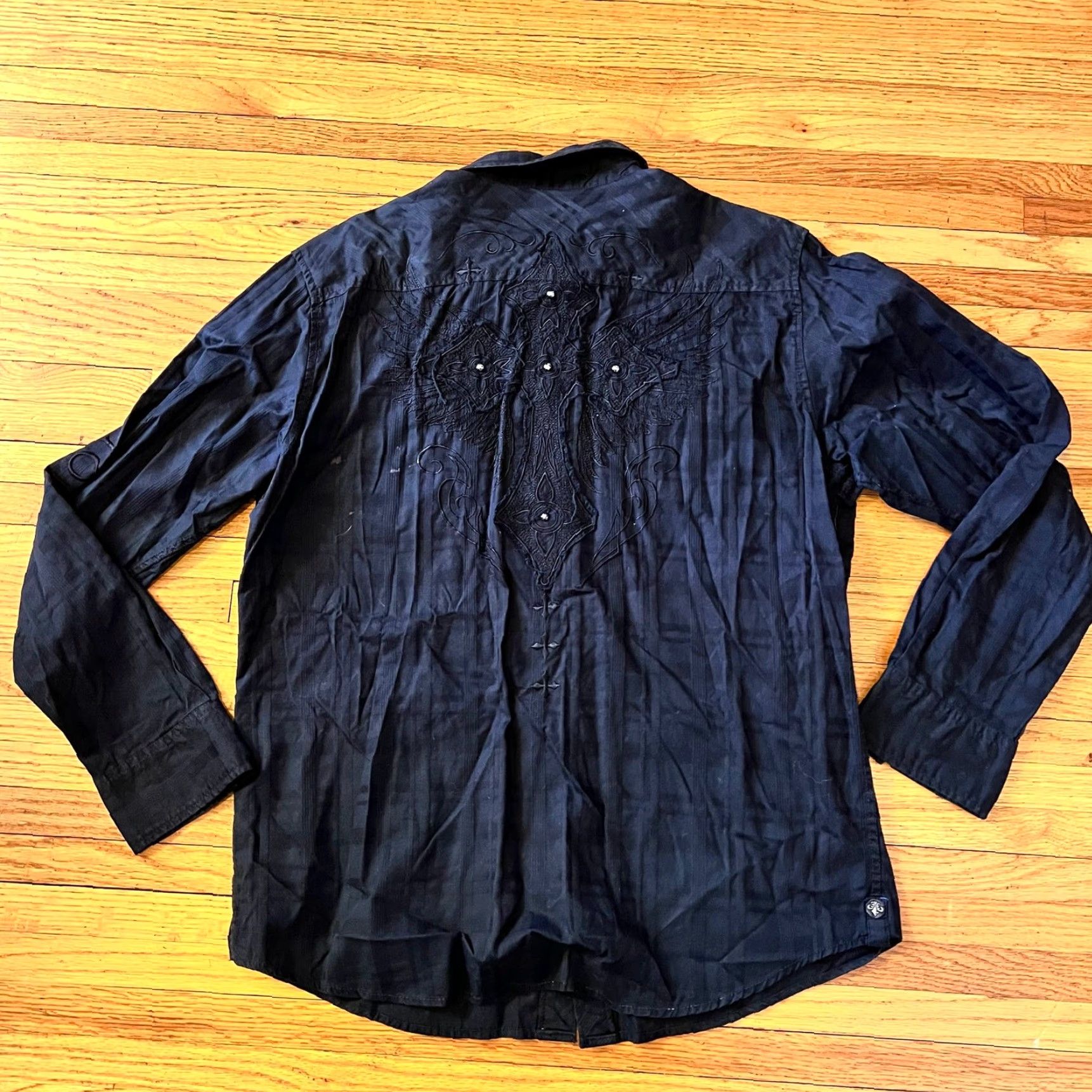 Affliction Affliction Shirt XL Black Long Sleeve Button Up Cross Skull Mens Size US XL / EU 56 / 4 - 3 Thumbnail