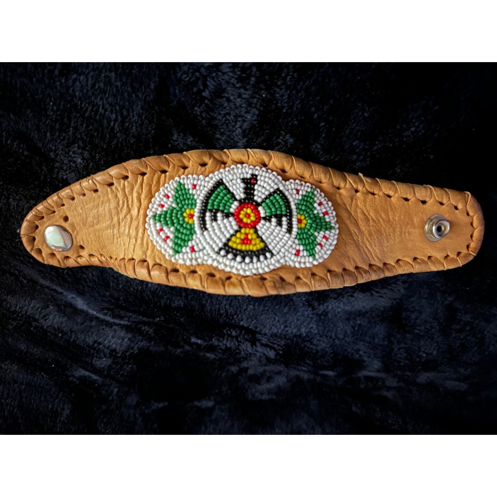 Vintage VINTAGE NATIVE LEATHER & BEADWORK CUFF BRACELET UNISEX Size ONE SIZE - 8 Thumbnail