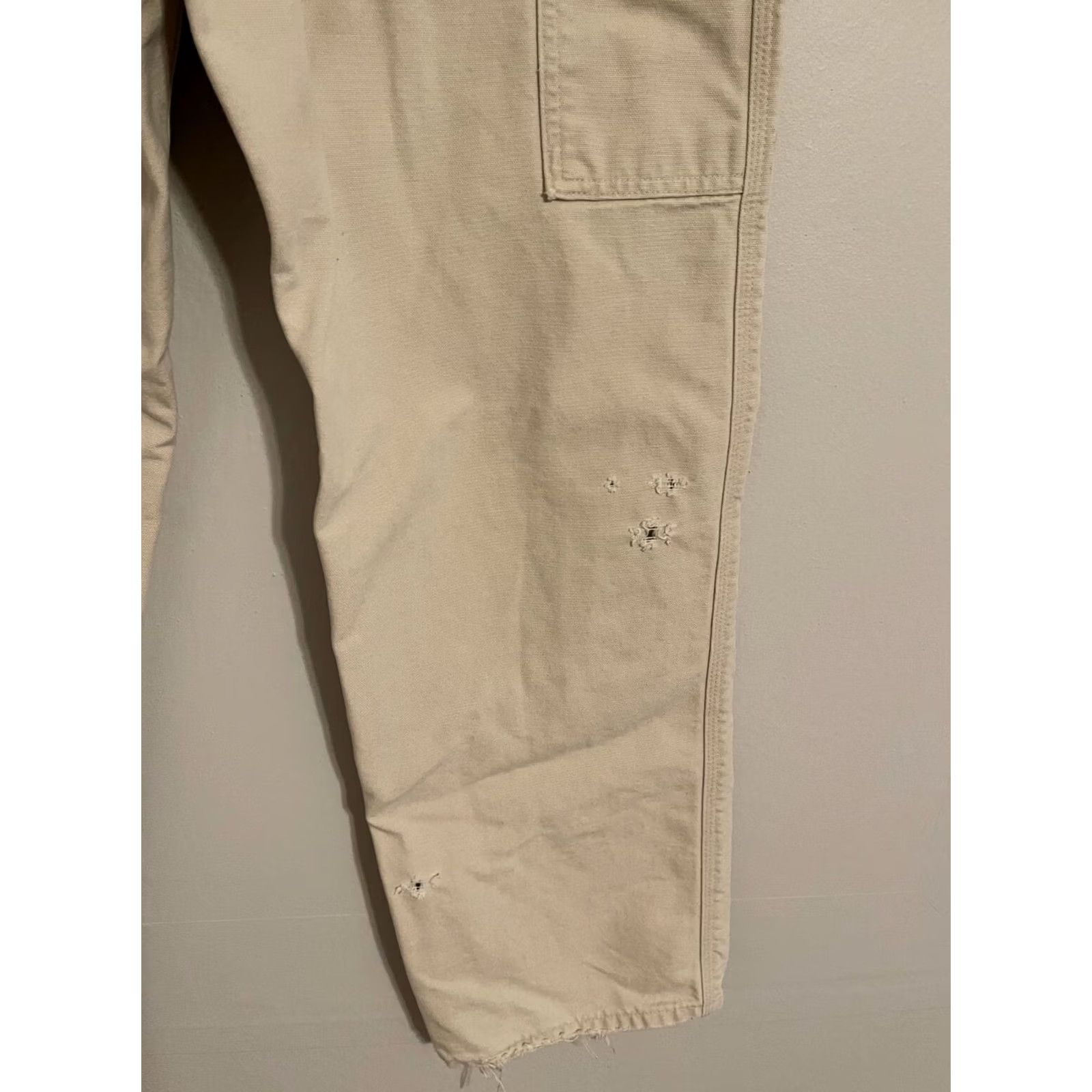 Carhartt VINTAGE Carhartt Union Made B11STN Duck Carpenter Pants Mens 36x30 Beige Distressed Workwear Size US 36 / EU 52 - 4 Thumbnail