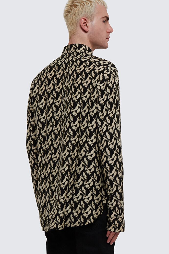 Saint Laurent Paris o1bcso1str0125 Shirt In Viscose And Silk in Black/Sand Size US XL / EU 56 / 4 - 5 Thumbnail