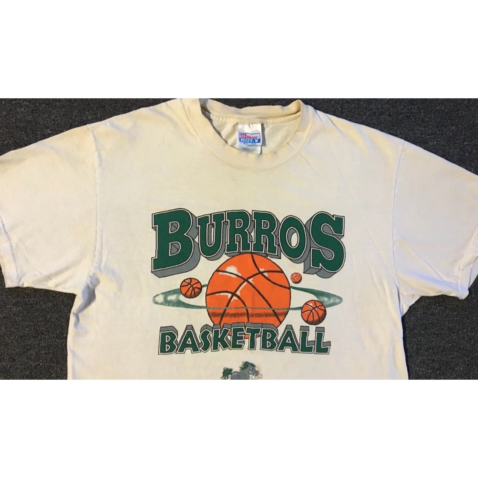 Thrasher VINTAGE Burros Basketball Faded Distressed Shirt L Beige 90s Grunge Thrashed Mens T-Shirt Kansas City? Size US L / EU 52-54 / 3 - 5 Thumbnail