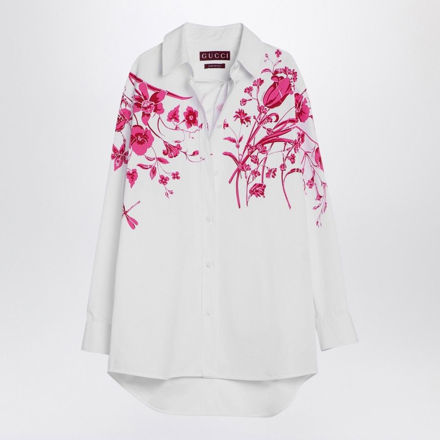 o1d2blof0824 Shirt With Fuchsia Print in White