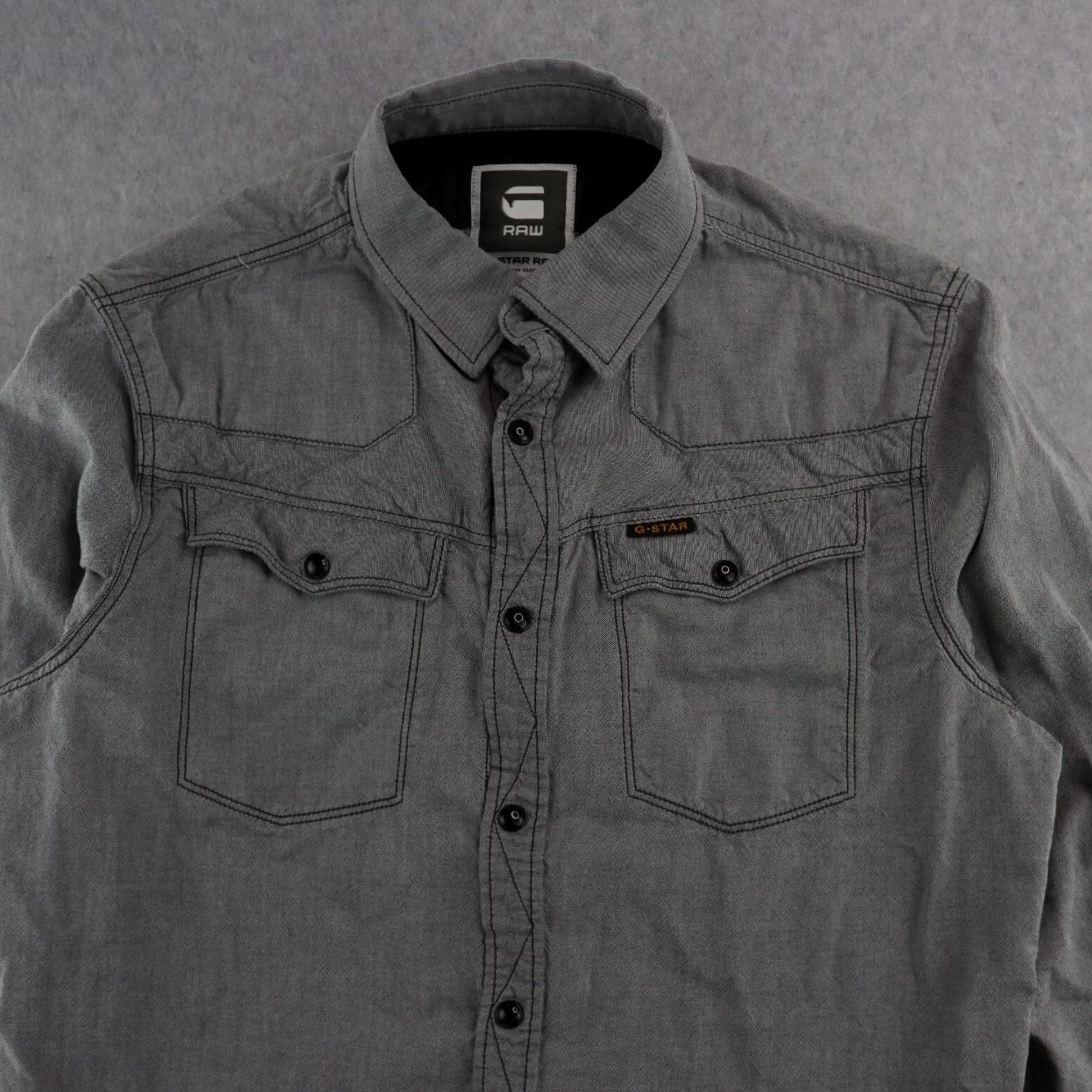G-Star G-star RAW Tailor Shirt MENS Medium Gray Lightweight Button-Up Long Sleeve Size US M / EU 48-50 / 2 - 5 Thumbnail
