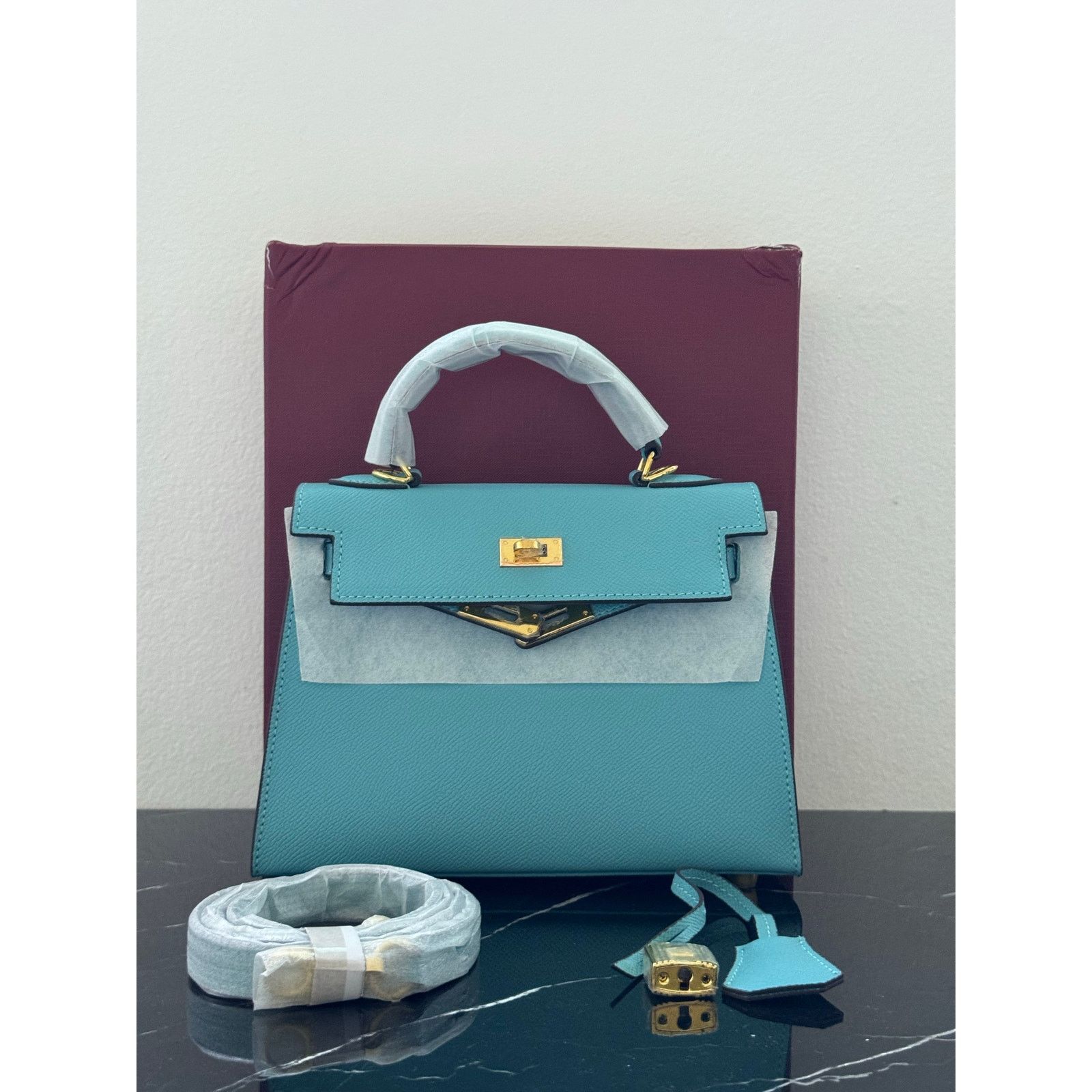 Other Aqua Blue “Kelly-Style” Top Handle Bag Size ONE SIZE - 18 Thumbnail