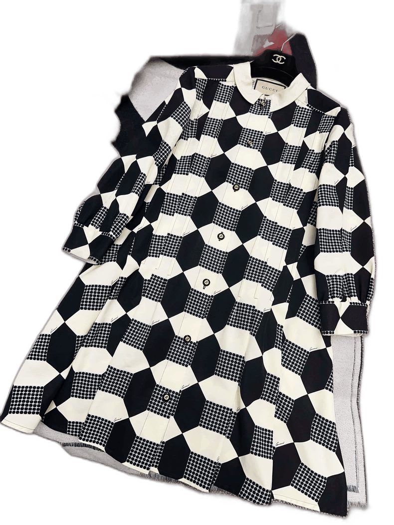 Gucci Gucci Black and White Checkered Dress-2506 Size M / US 6-8 / IT 42-44 - 1 Thumbnail