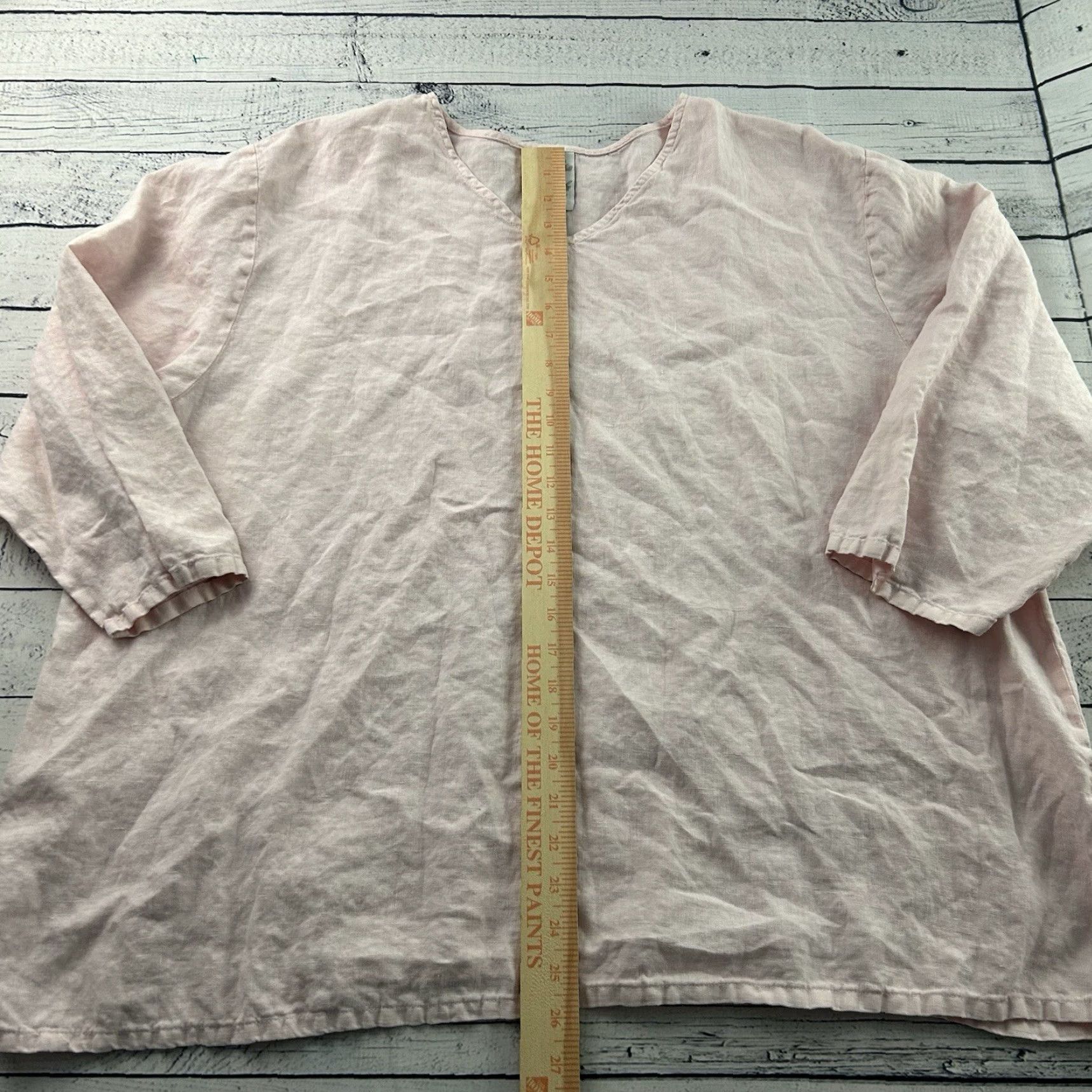 Pinko Match Point USA 3/4 Sleeve Blouse Women's 2X Pink Linen Shirt 100% Linen USA Printed Shirts Women Mens? Size XXL / US 16-18 / IT 52-54 - 3 Thumbnail