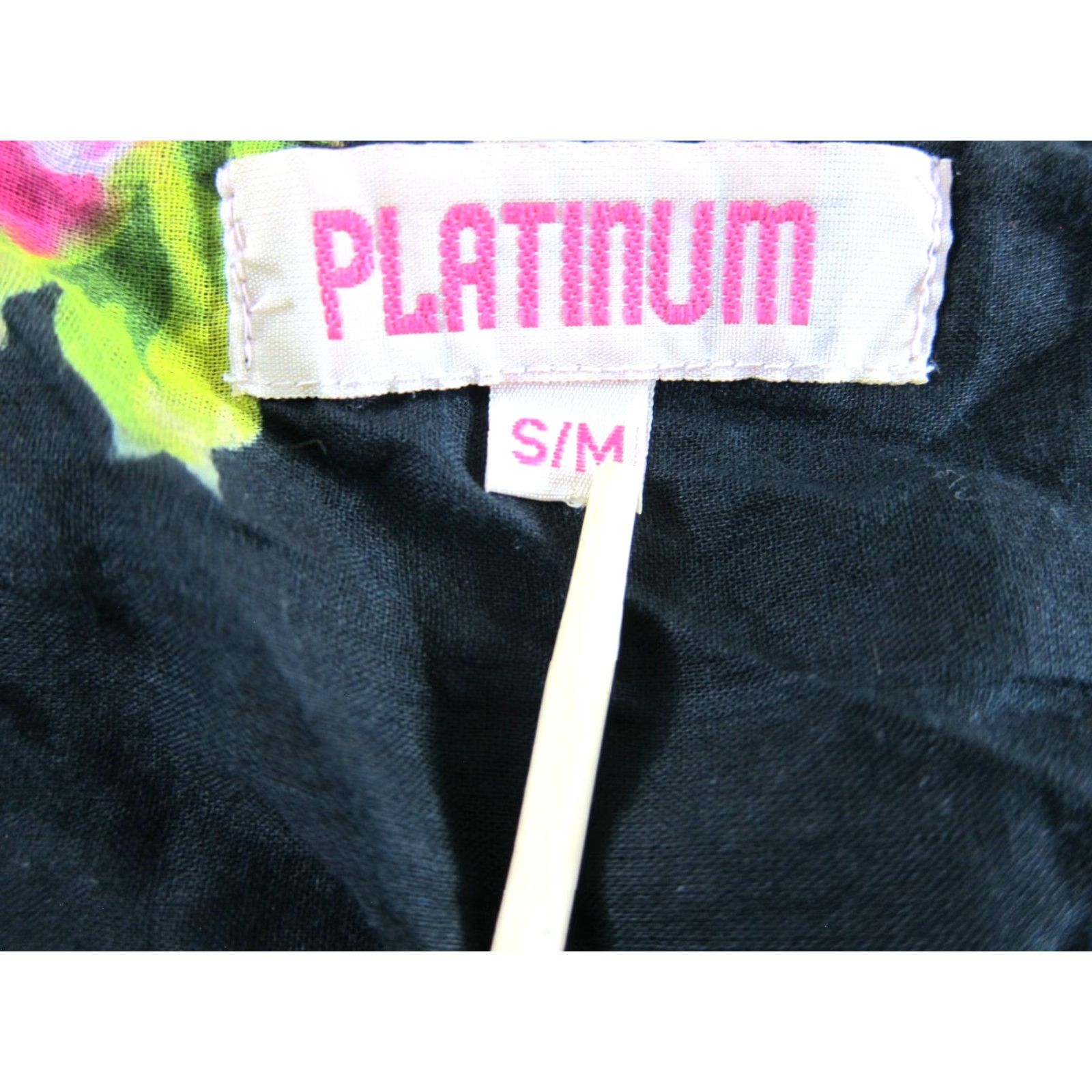 Vintage Platinum 100% Lightweight Cotton Pink Green Black Floral Pocket Tank Dress S/M Dress Size S / US 4 / IT 40 - 5 Thumbnail