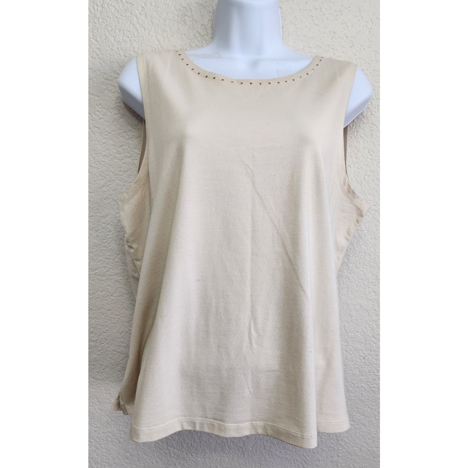 Other Draper's & Damon's Tan Beige Round Neck Sleeveless Top PL Size L / US 10 / IT 46 - 1 Thumbnail