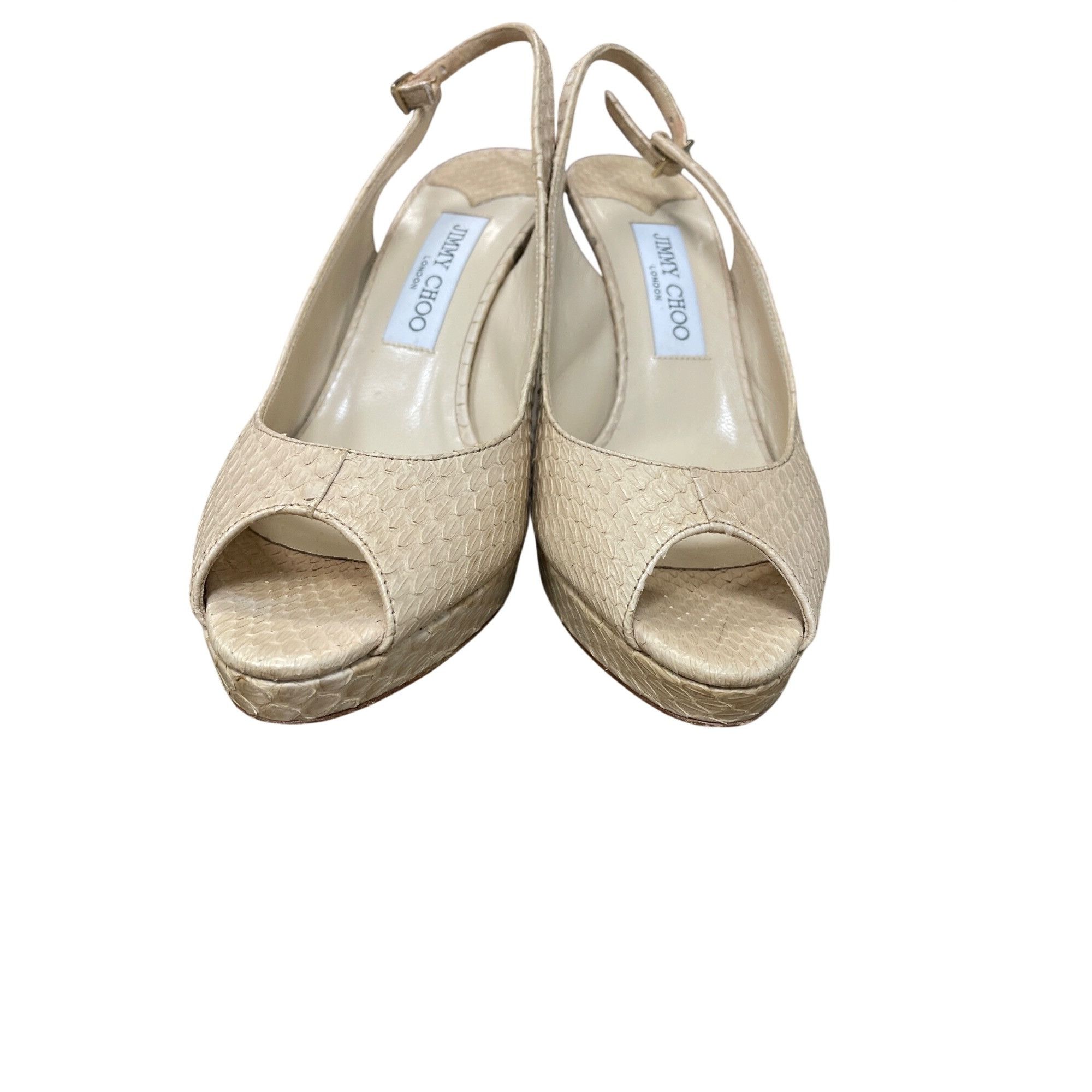 Jimmy Choo Jimmy Choo London womens beige snakeskin slingback leather 4 Size US 9.5 / IT 39.5 - 5 Thumbnail