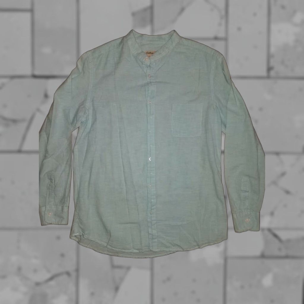Vintage VINTAGE CottonWorld Men's Light Blue Linen Blend Button-Down Shirt Long Sleeve M Blue Casual Fashion Size US M / EU 48-50 / 2 - 1 Thumbnail