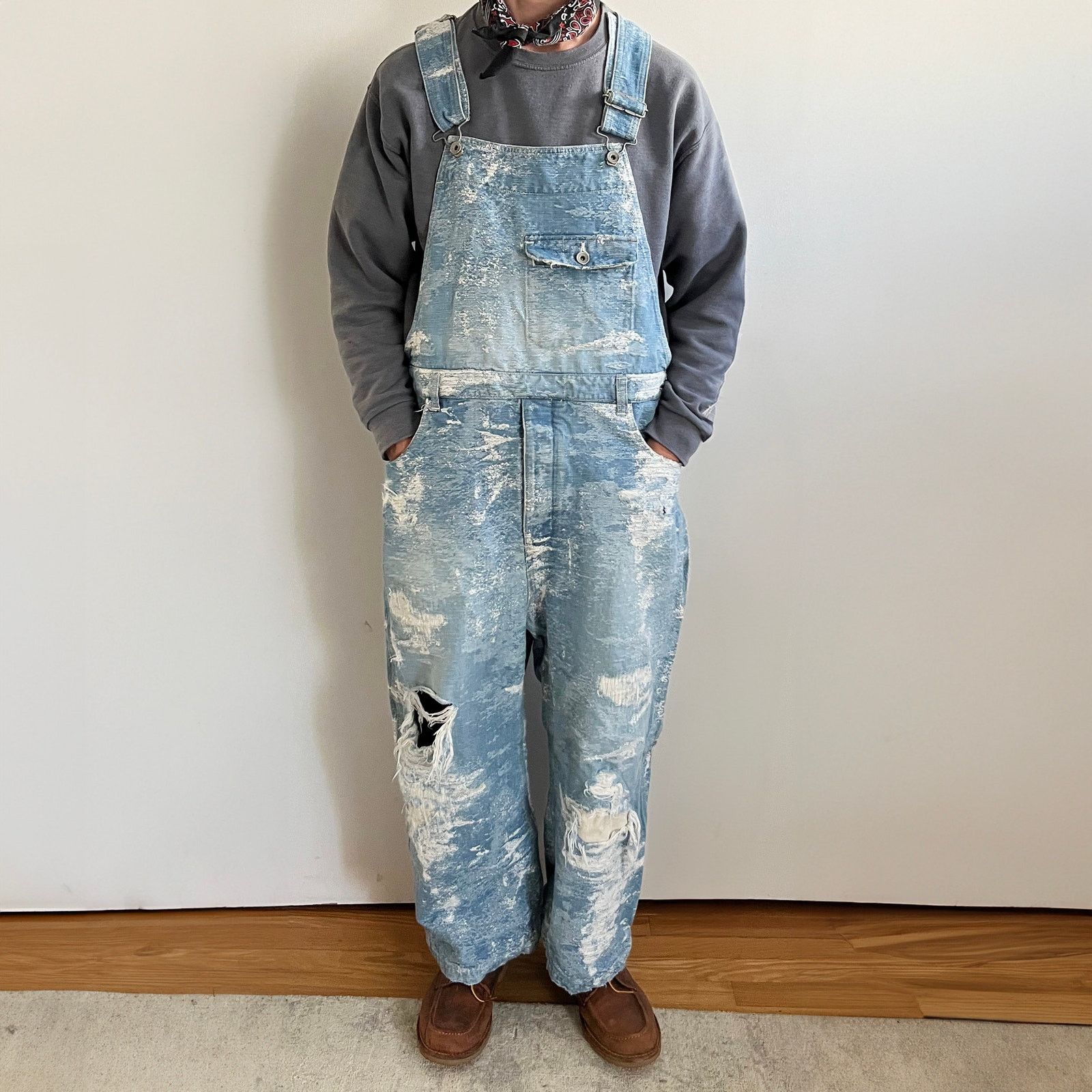 TAAKK TAAKK Distressed Denim Overalls Japan Designer Wide Leg Size US 35 - 10 Thumbnail