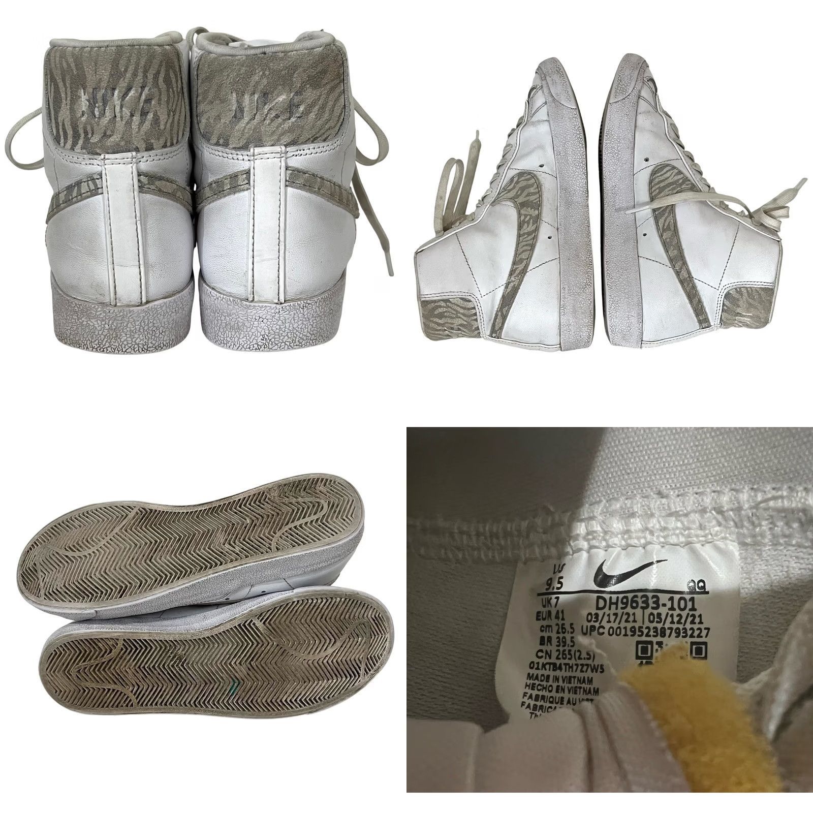 Nike VINTAGE Nike Blazer Mid 77' Womens Sneakers White Leather Zebra Shoes Sz 9.5 DH9633-101 Shoes Sneakers Zebra white leather Nike Womens 9.5 DH9633-101 Size L / US 10 / IT 46 - 8 Thumbnail