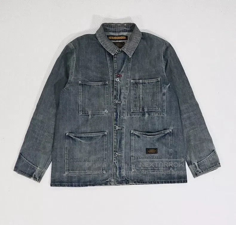 Neighborhood Neighborhood Denim Jacket XL Washed Oil Stained Aged Size US XL / EU 56 / 4 - 1 Thumbnail