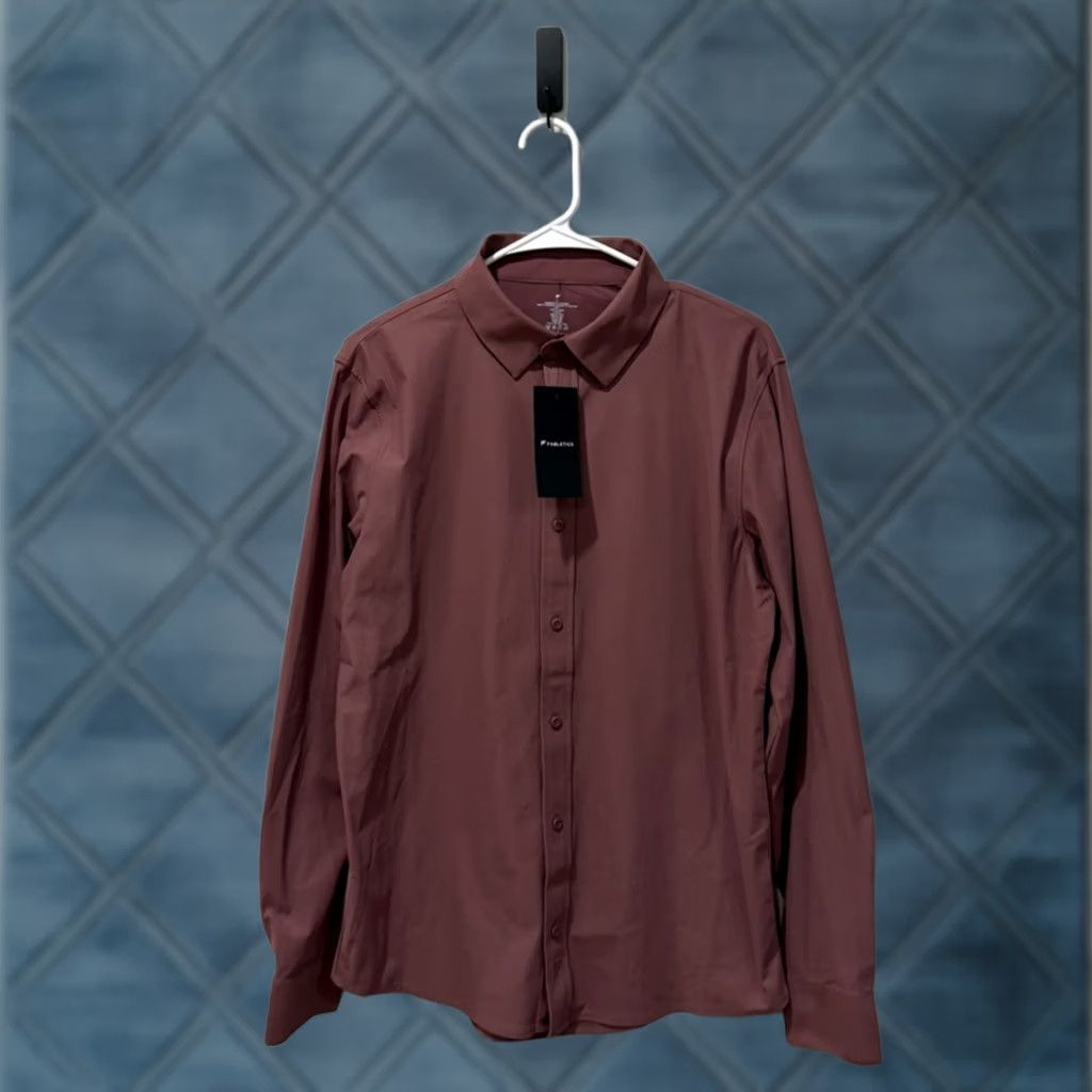 Fabletics Fabletics Button-Up Shirt Men M Red Long Sleeve Slim? Regular. Size US M / EU 48-50 / 2 - 1 Thumbnail