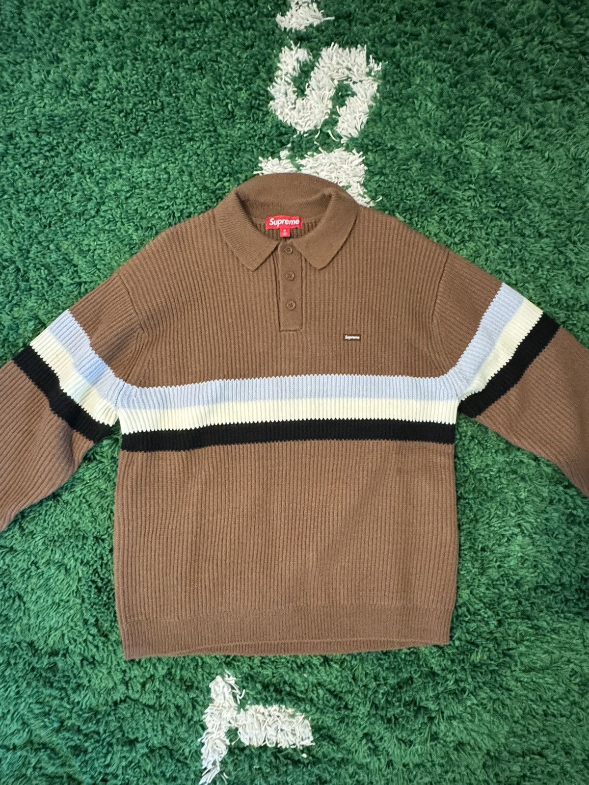 直しんSmall Box Polo Sweater Green XL Supreme Small Box Polo Sweater (FW24) - $148